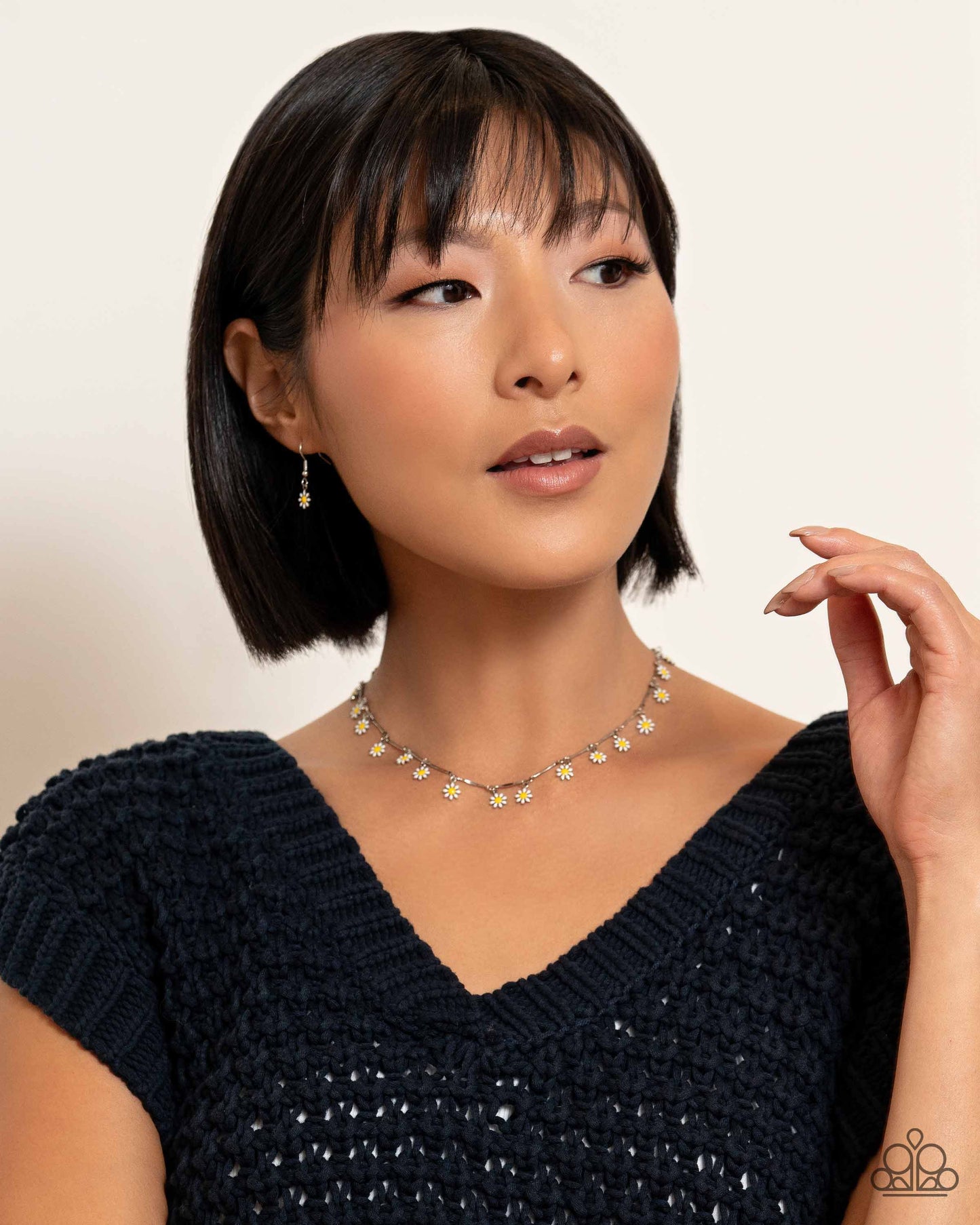 Delicate Display - White Flower Choker Necklace - Paparazzi Accessories