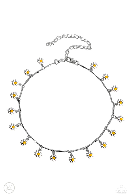 Delicate Display - White Flower Choker Necklace - Paparazzi Accessories