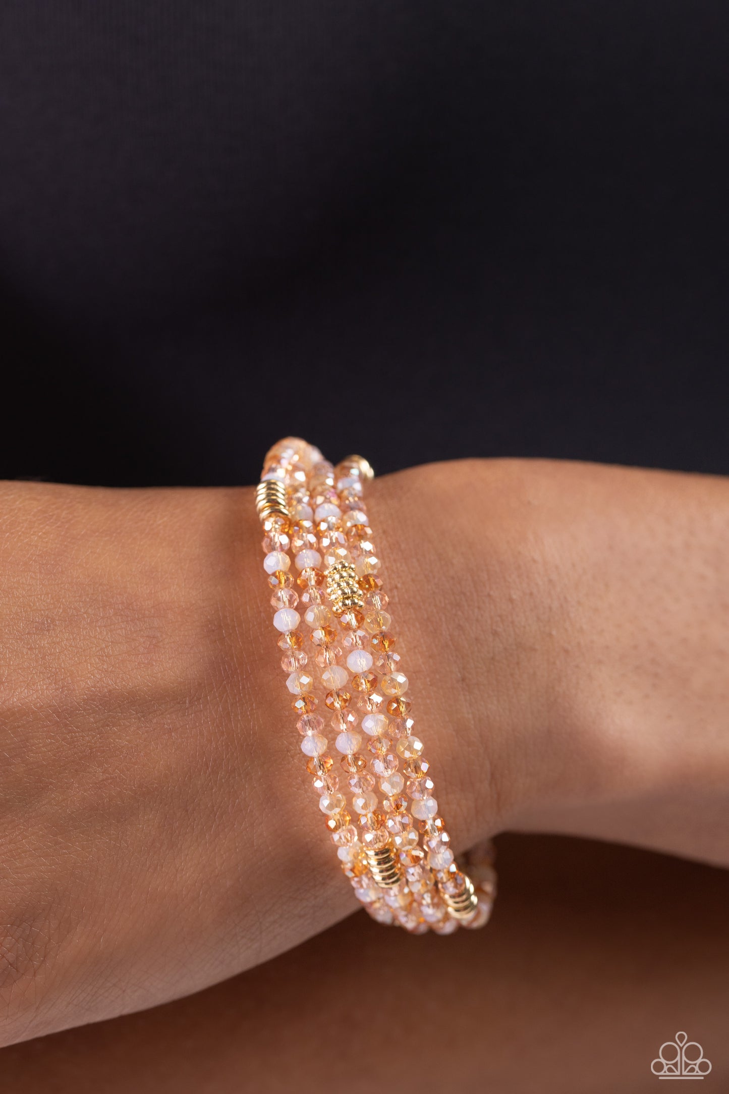 Dreamy Debut - Gold Crystal Coil Bracelet - Paparazzi Accessories