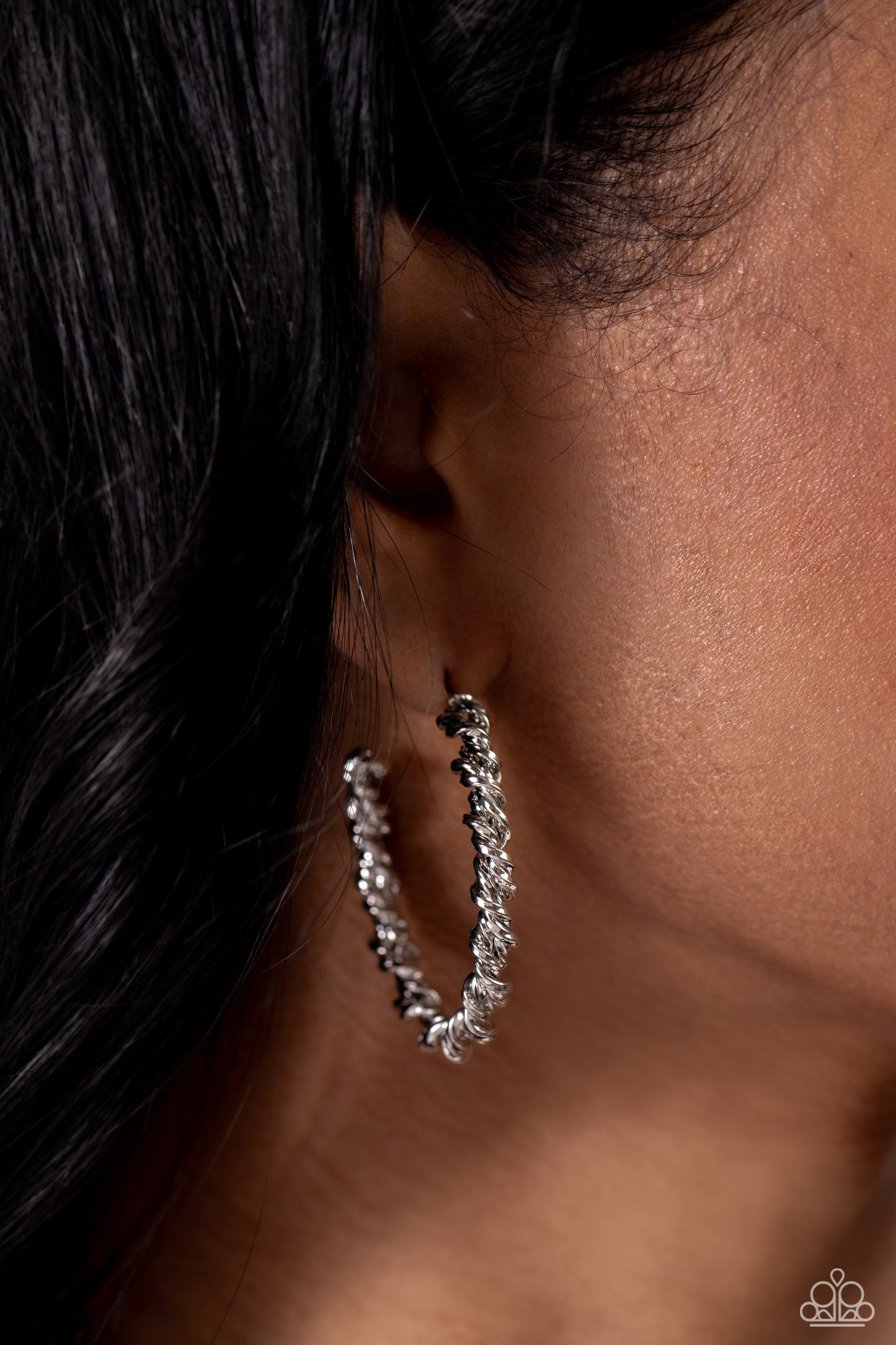 Braided Bravado - Silver Twisted Hoop Earrings - Paparazzi Accessories
