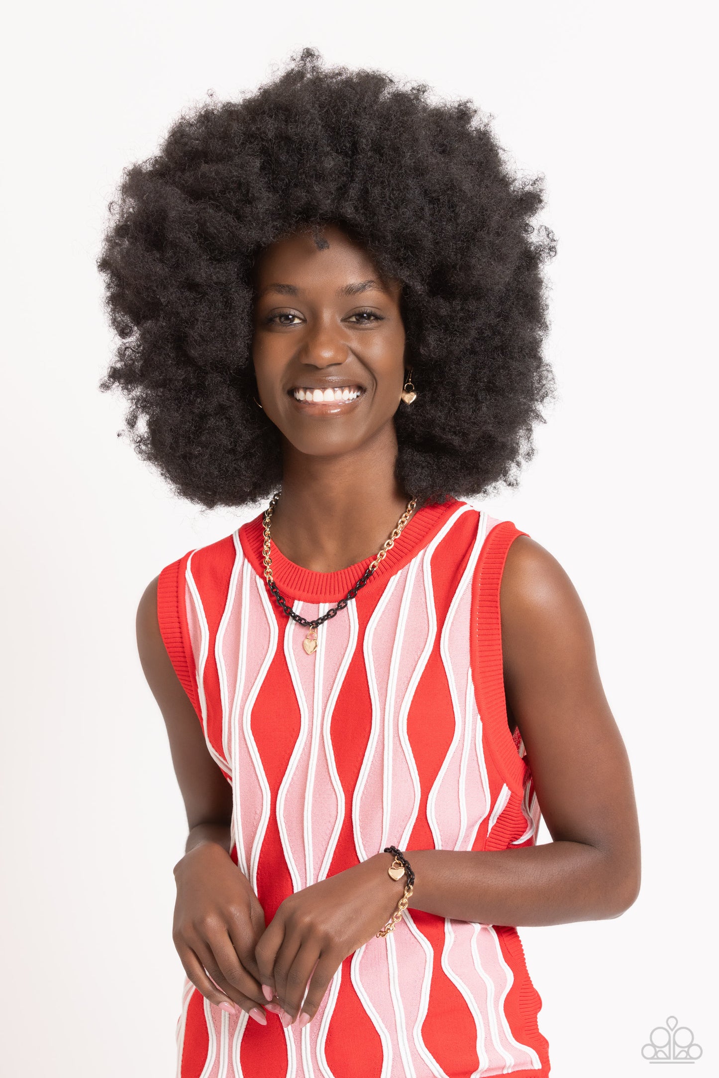 Locked Down - Black Chain Gold Heart Charm Necklace - Paparazzi Accessories