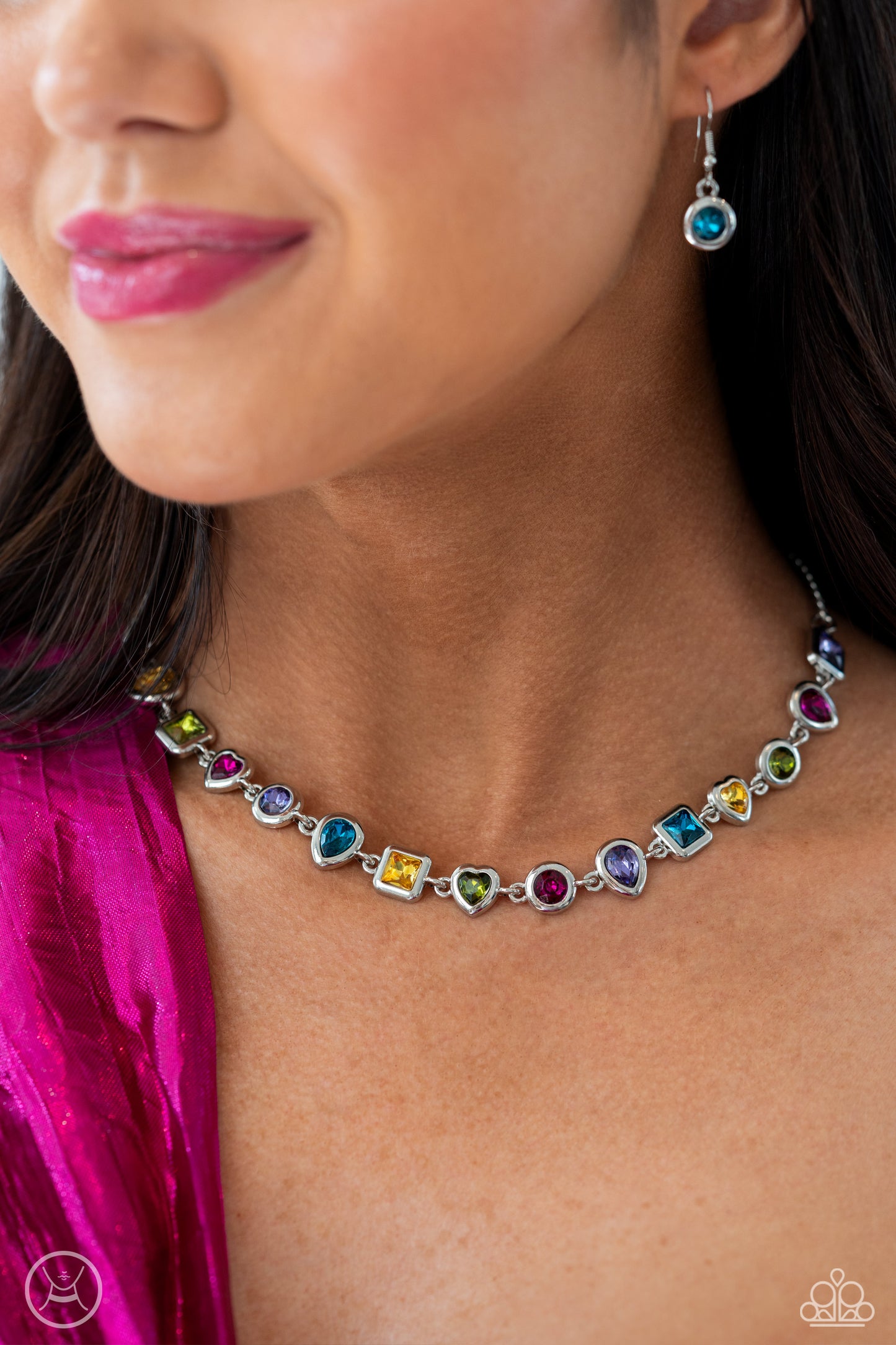 Abstract Admirer - Multi - Colored Shape Gem Short Necklace - October 2023 Life of the Party Exclusive - Paparazzi Accessories
