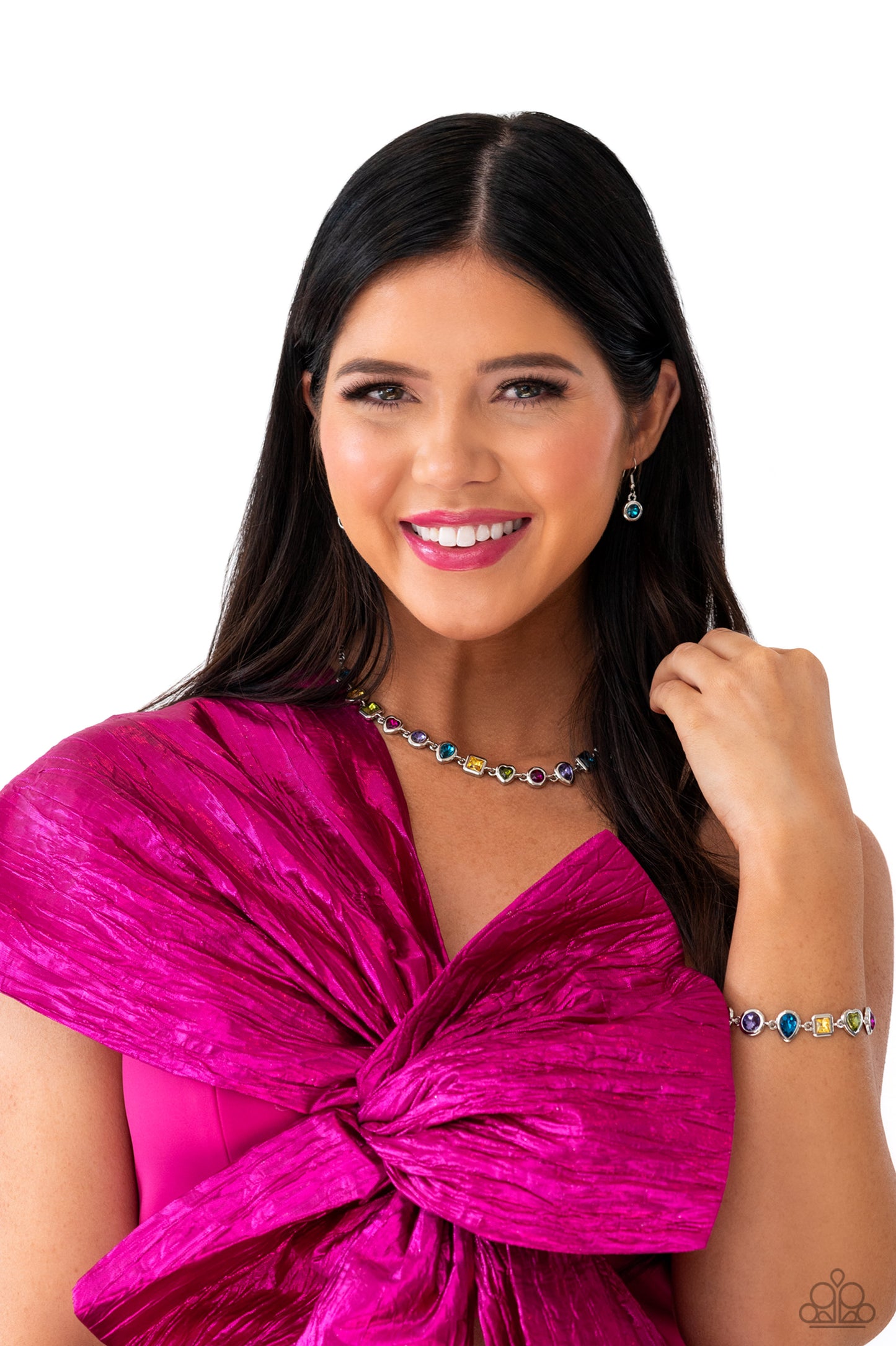 Abstract Admirer - Multi - Colored Shape Gem Short Necklace - October 2023 Life of the Party Exclusive - Paparazzi Accessories