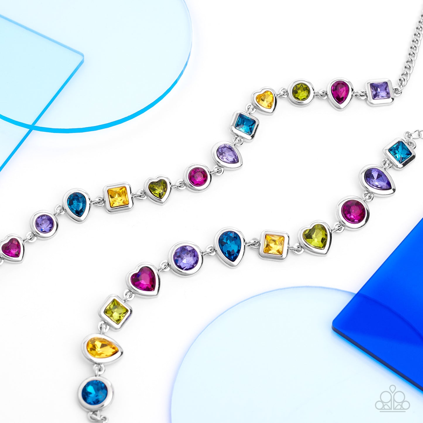 Abstract Admirer - Multi - Colored Shape Gem Short Necklace - October 2023 Life of the Party Exclusive - Paparazzi Accessories