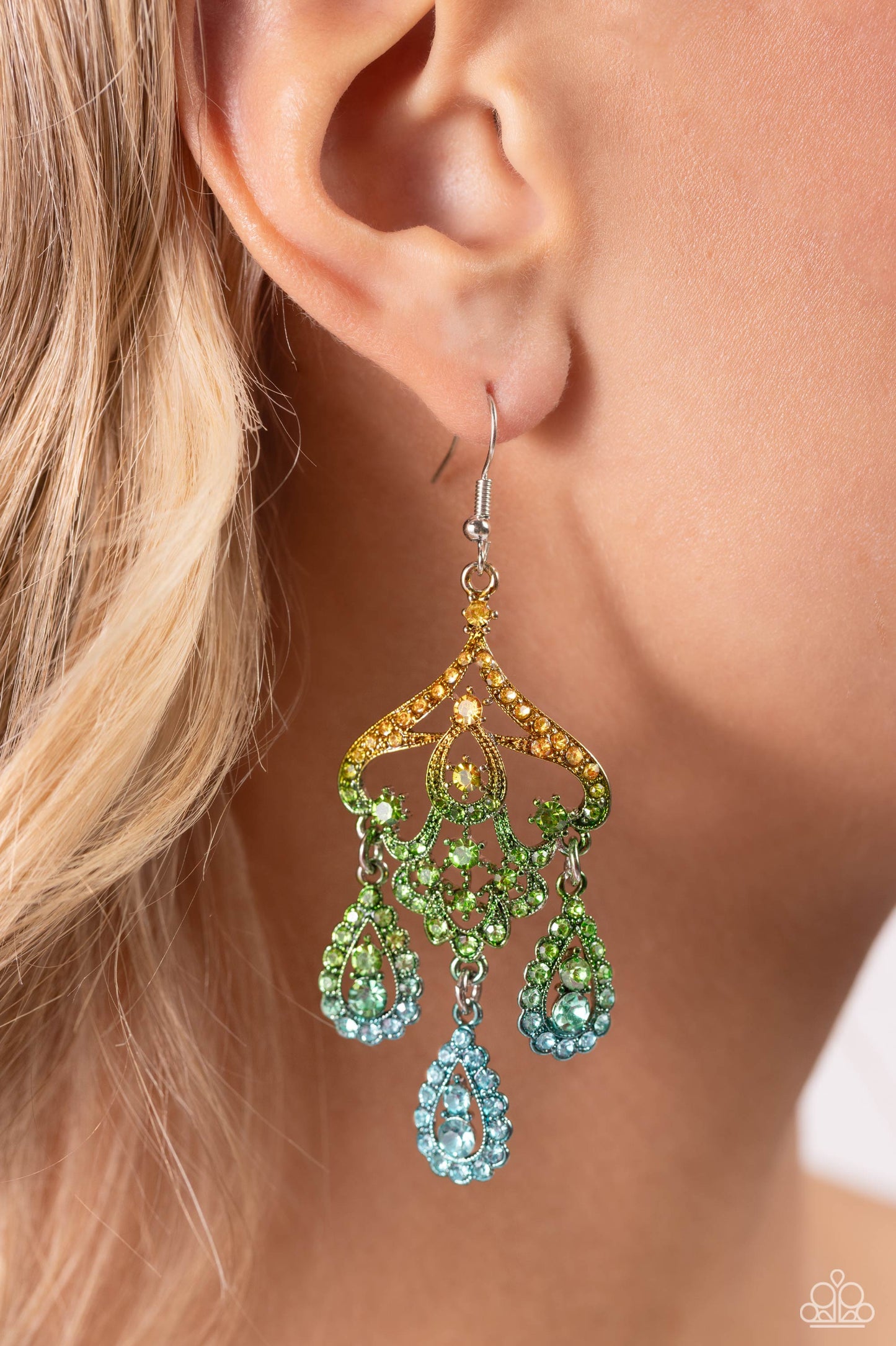 Chandelier Command - Multi Rhinestone Earrings - Paparazzi Accessories
