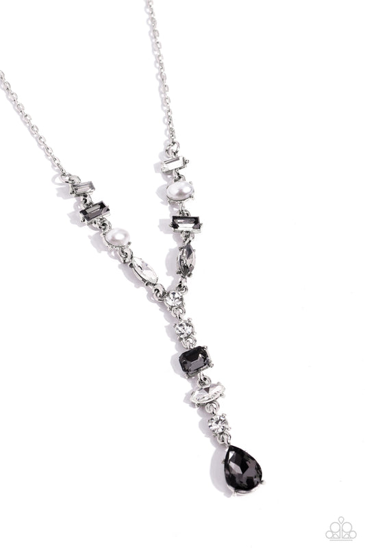 Dreamy Dowry - Silver - Smoky Rhinestone & Pearl Necklace - Paparazzi Accessories