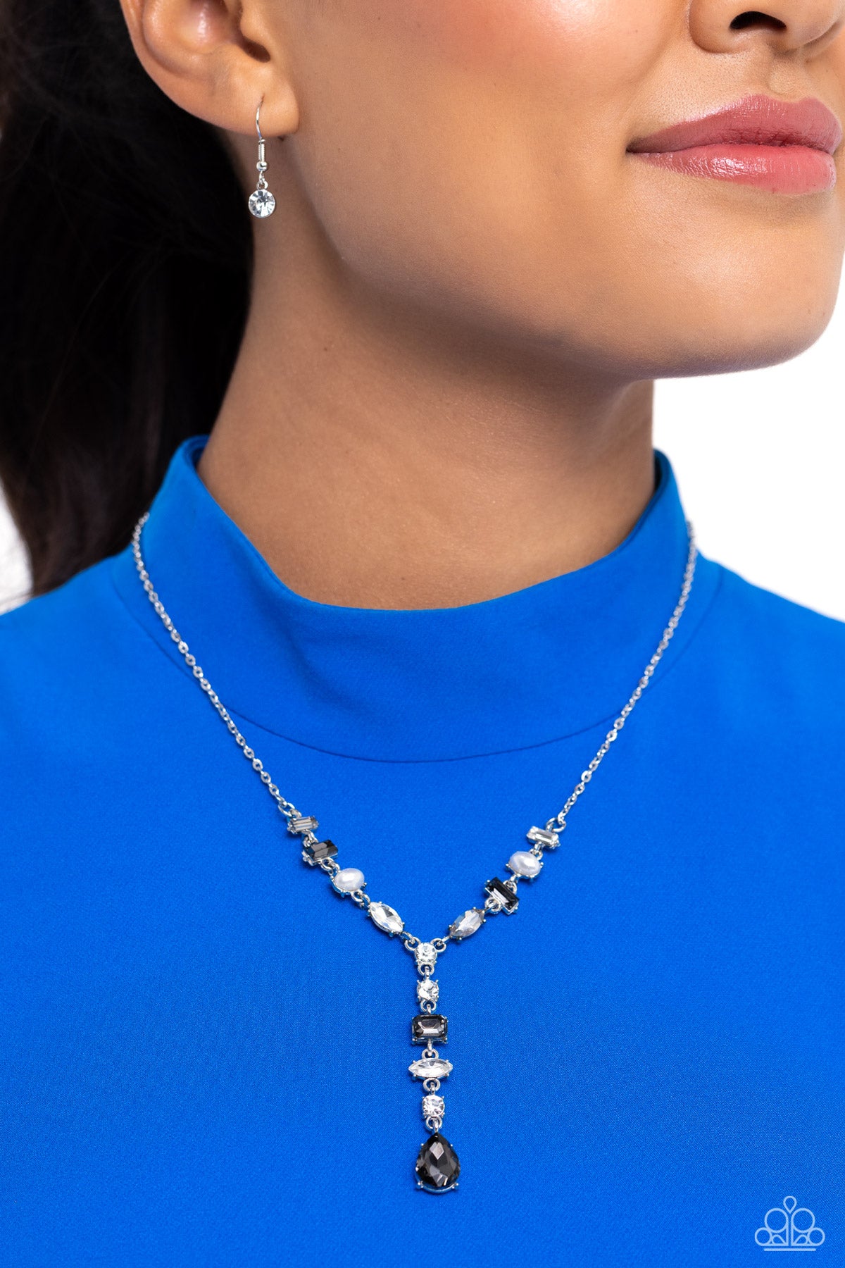 Dreamy Dowry - Silver - Smoky Rhinestone & Pearl Necklace - Paparazzi Accessories