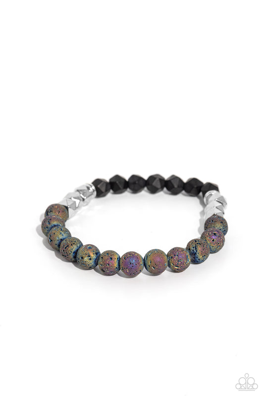 Defaced Deed - Multi Lava Stretchy Bracelet - Paparazzi Accessories