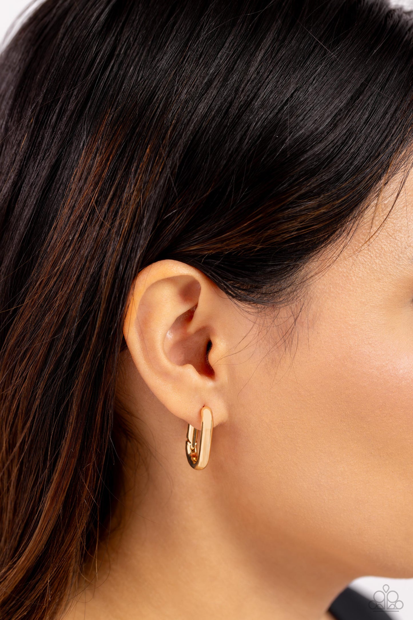 Candidate Curves - Gold Hinge Hoop Earrings - Paparazzi Accessories