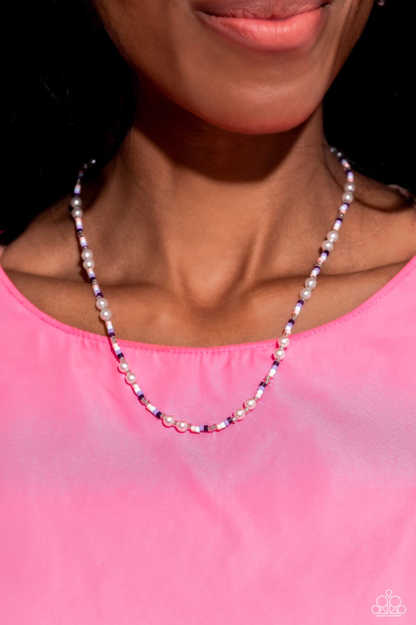 Colorblock Charm - Purple Seed Bead Necklace - Paparazzi Accessories