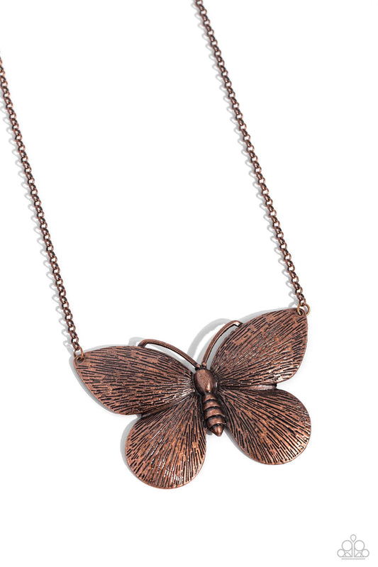 DRAWN to the Wind - Copper Butterfly Necklace - Paparazzi Accessories