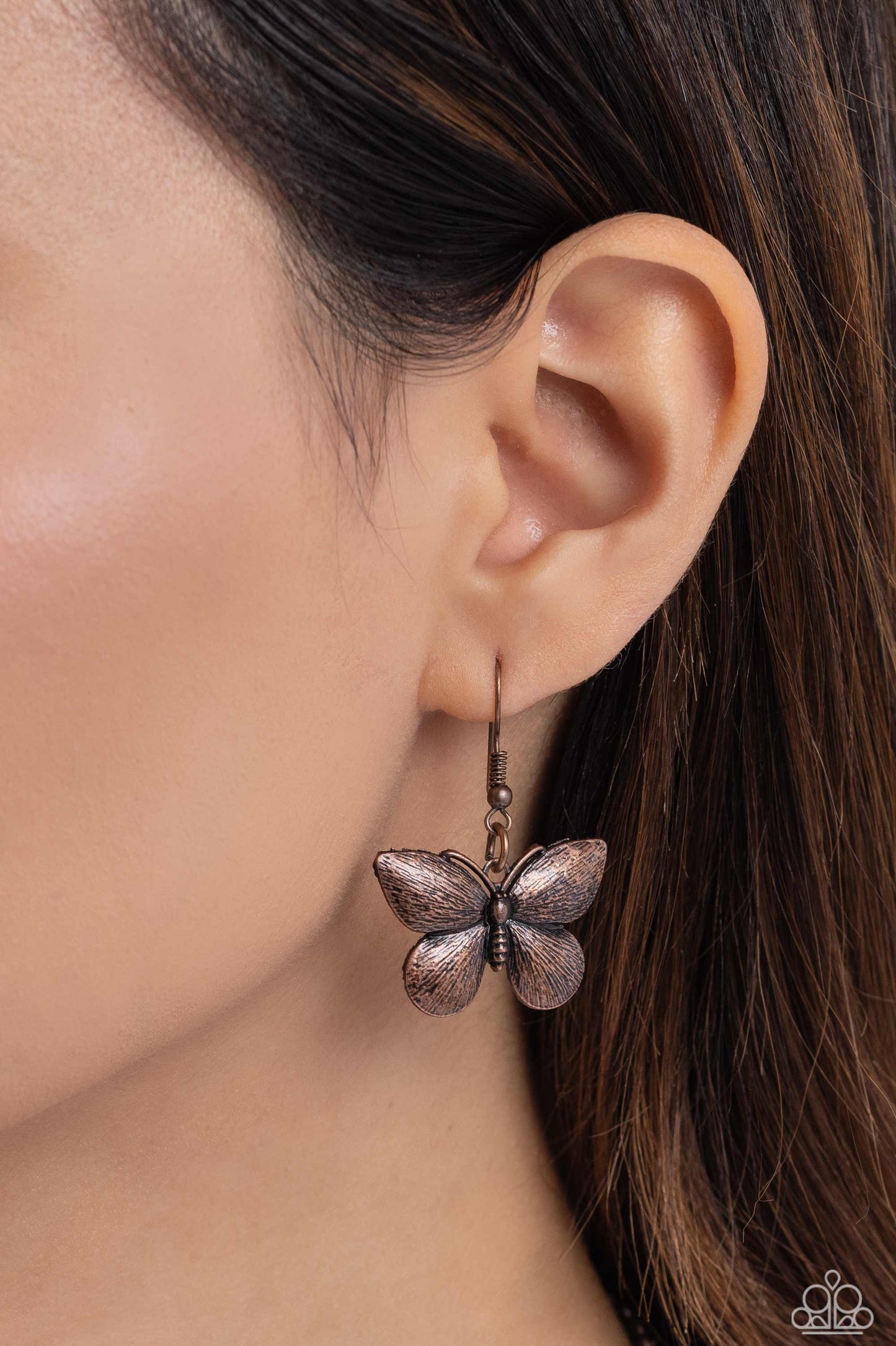 DRAWN to the Wind - Copper Butterfly Necklace - Paparazzi Accessories
