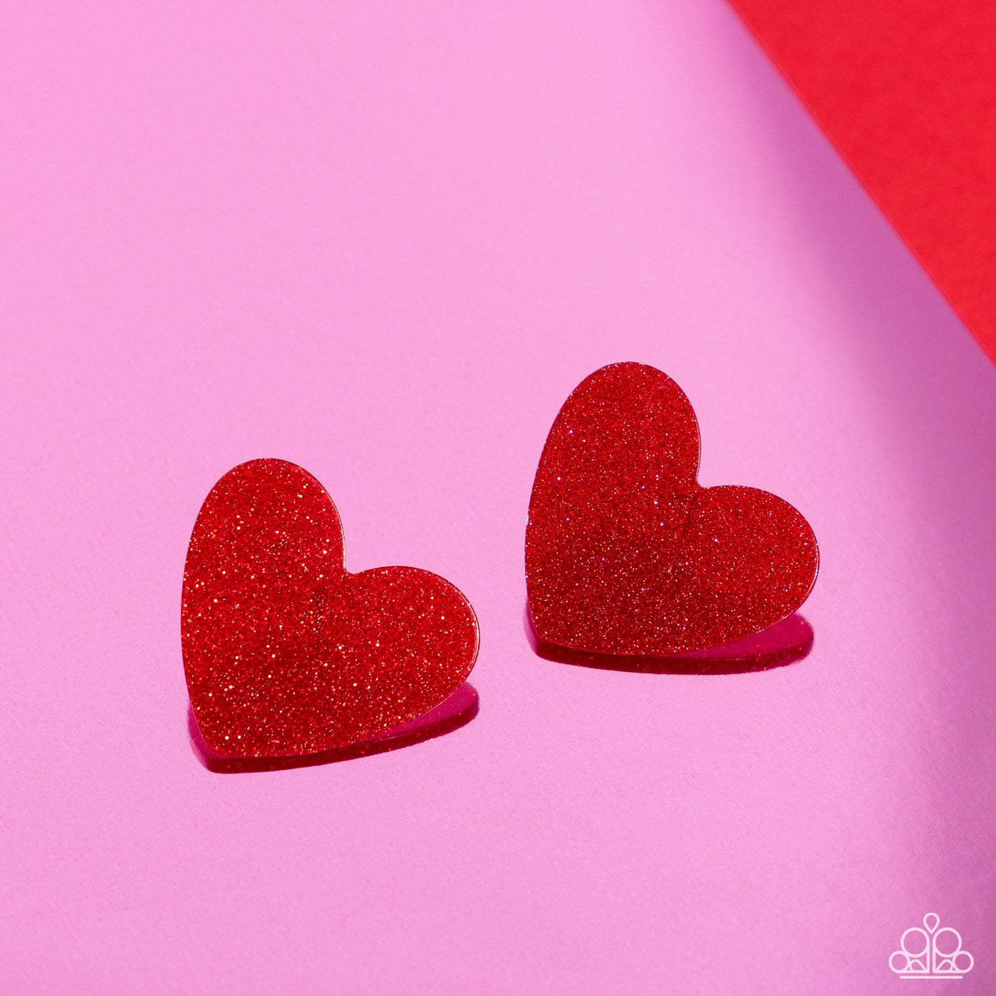 Sparkly Sweethearts - Red Glittery Acrylic Heart Post Earrings