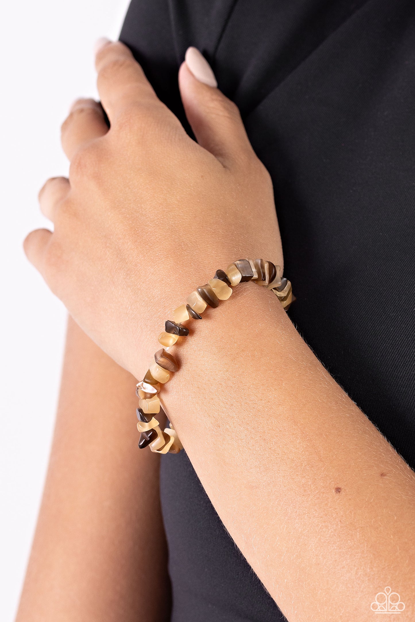 Chiseled Cameo - Brown Stone Stretchy Bracelet - Paparazzi Accessories