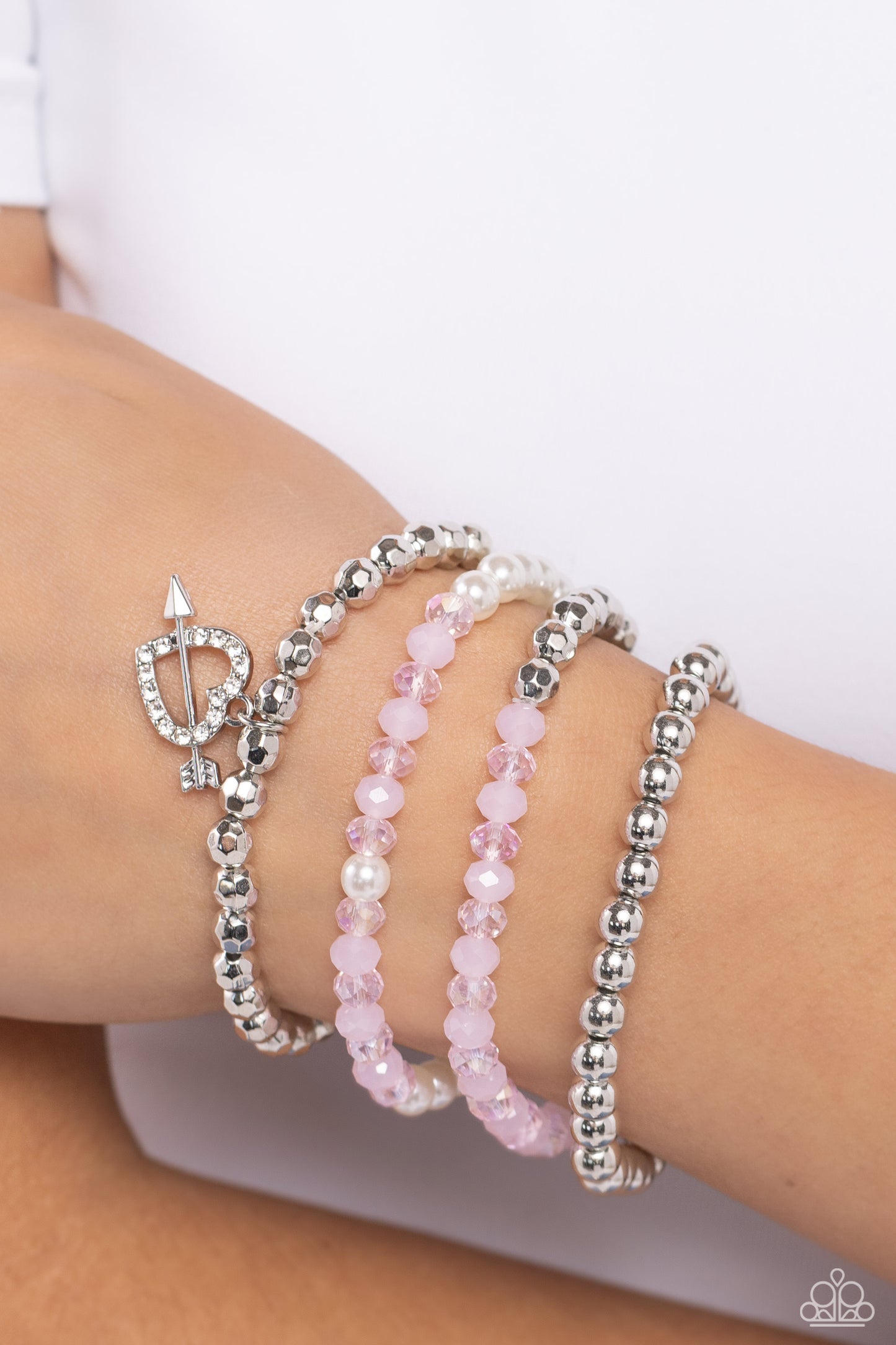 Heart-struck Haute - Pink Bead & Pearl Stretchy Bracelets - Paparazzi Accessories