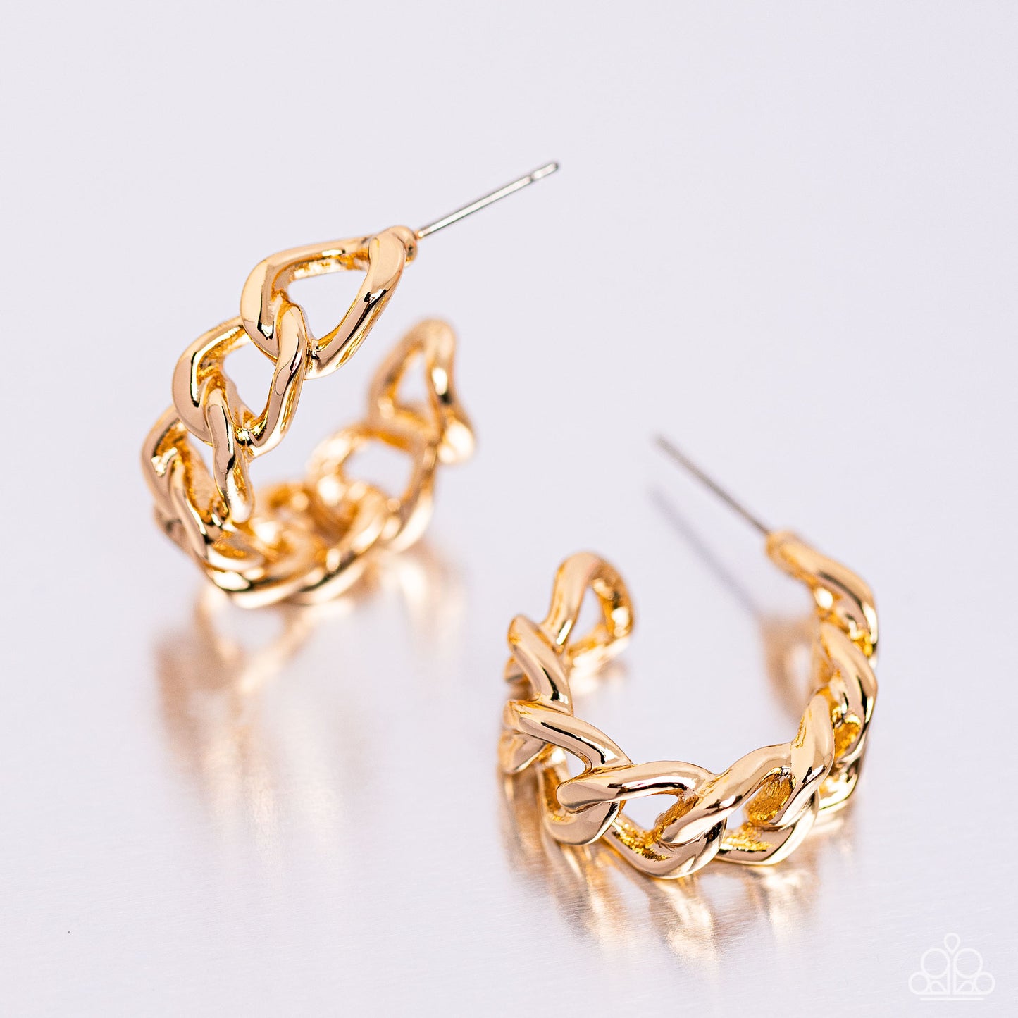 Casual Confidence - Gold Chain Hoop Earrings - Paparazzi Accessories