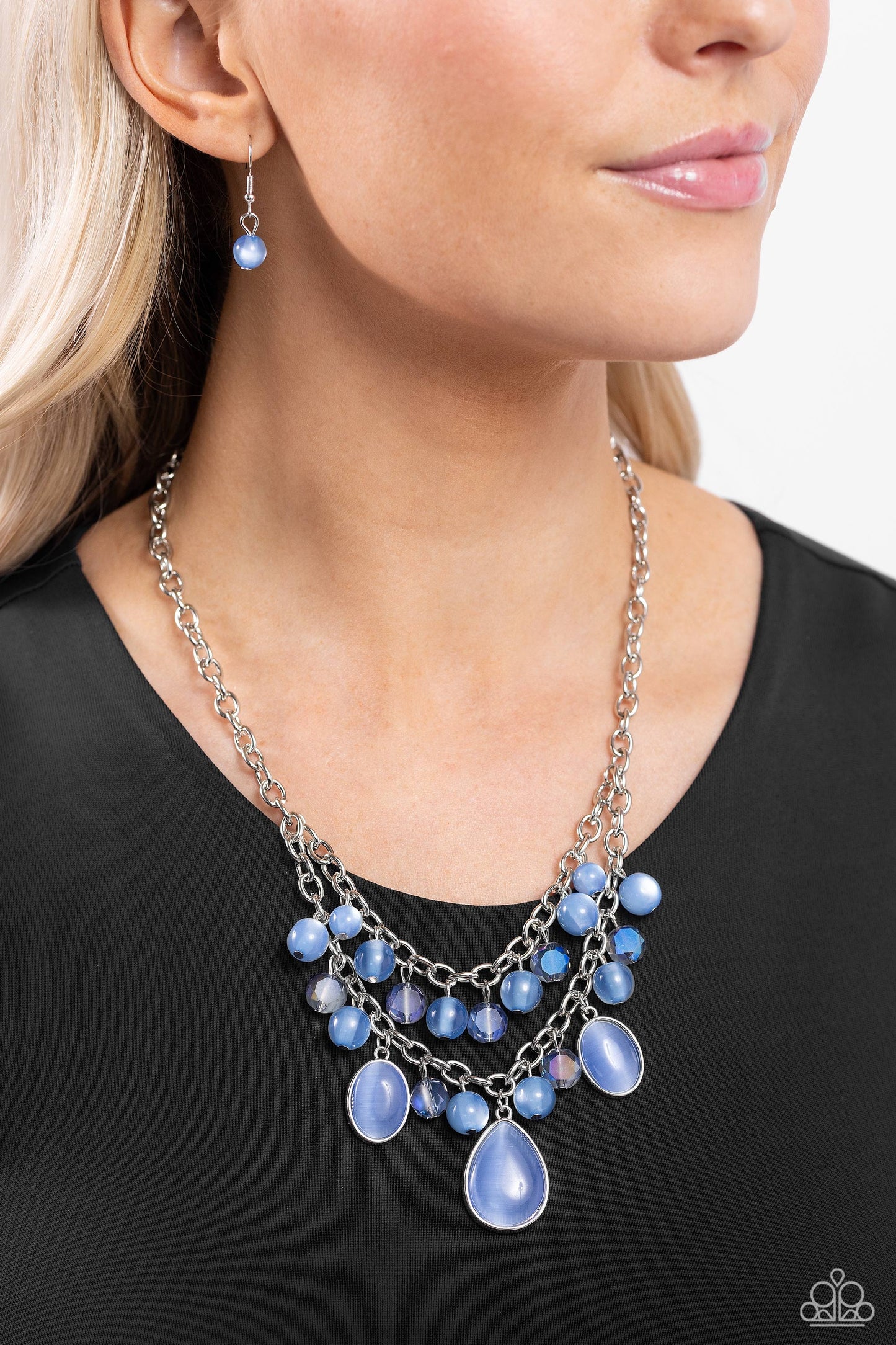 Dewy Disposition - Blue Cat's Eye Necklace - Paparazzi Accessories