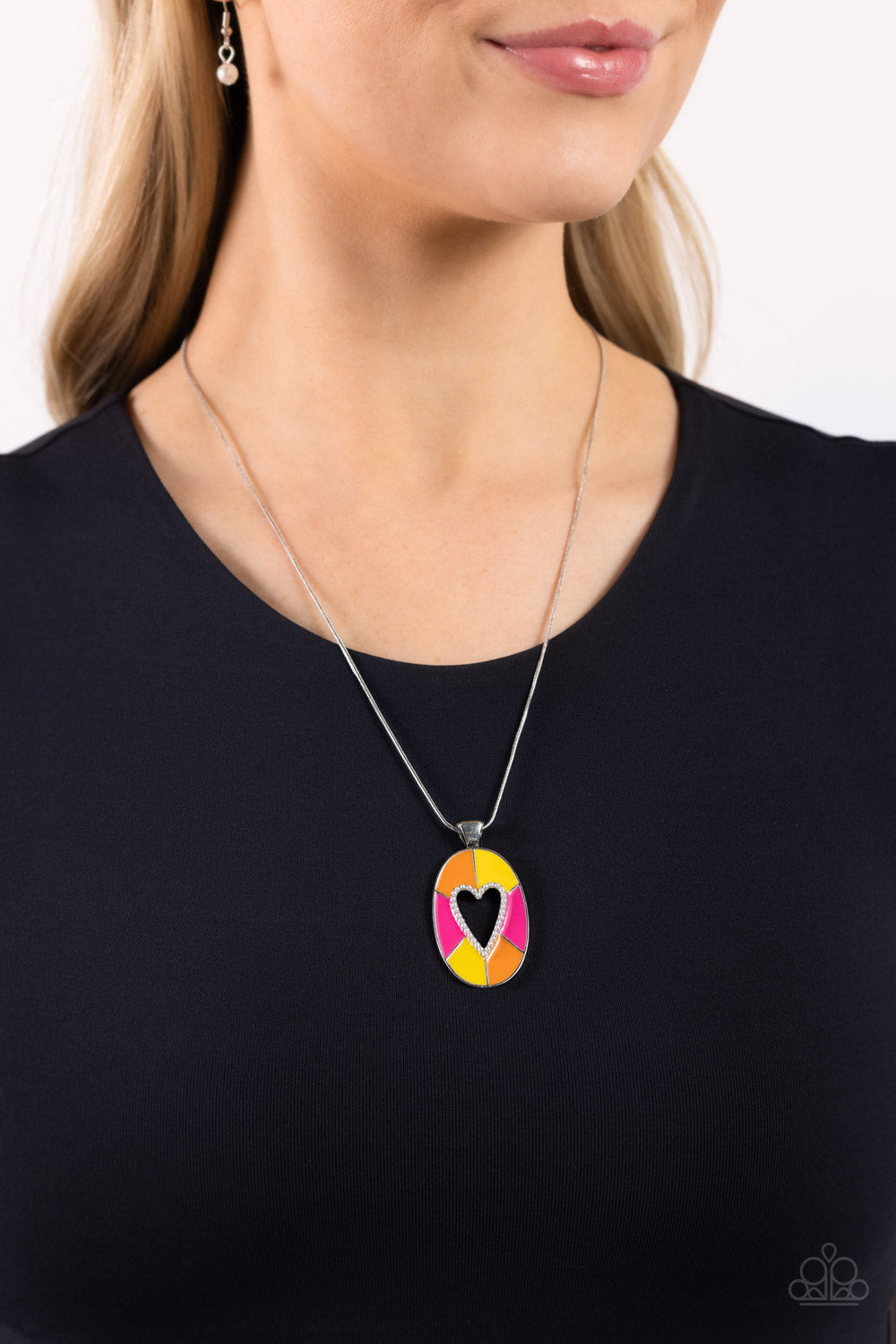 Airy Affection - Multi - Enamel Pendant Heart Necklace - Paparazzi Accessories