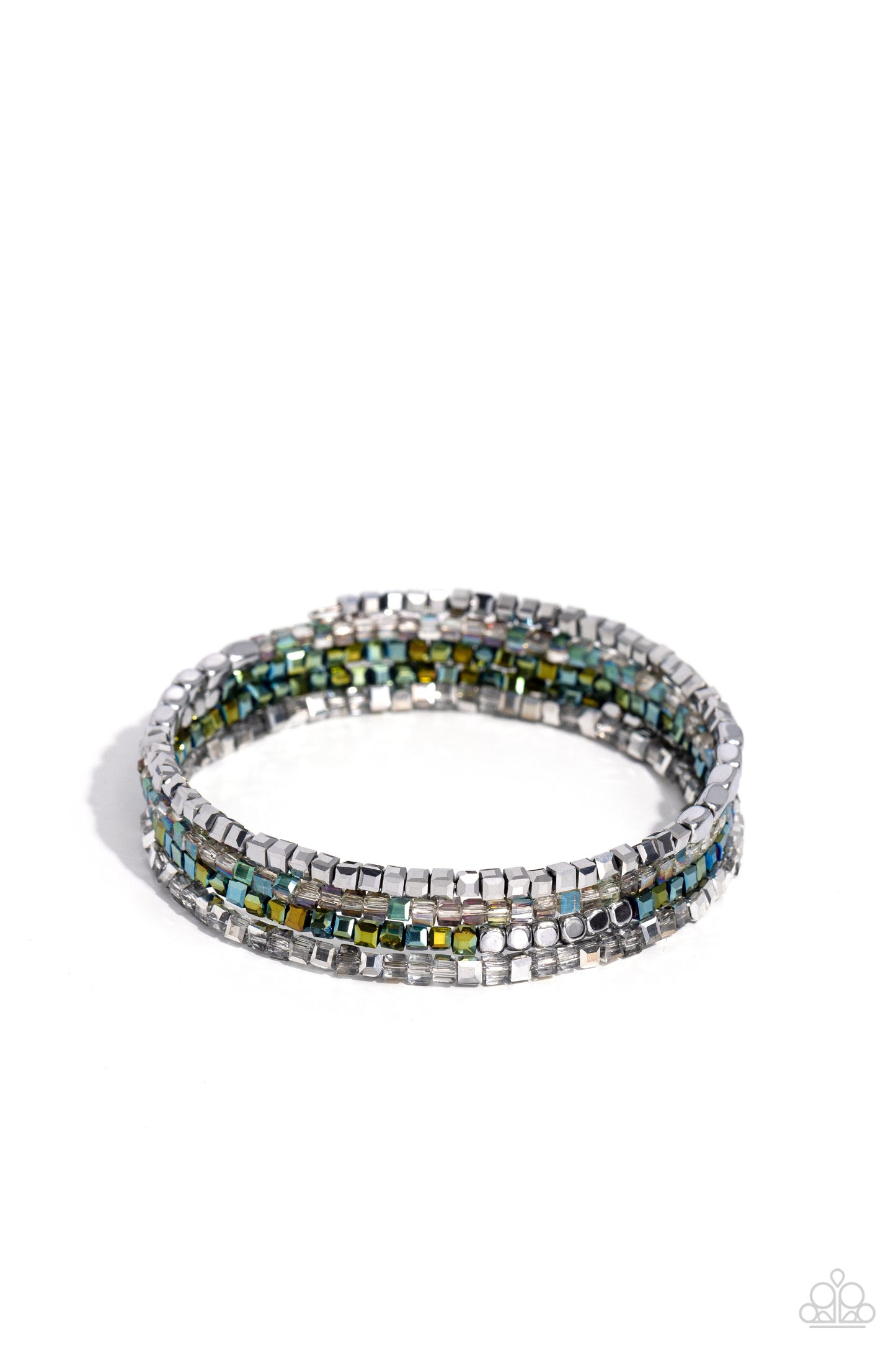 Dainty Dancer - Silver Oil Spill Coil Bracelet - Paparazzi Accessories