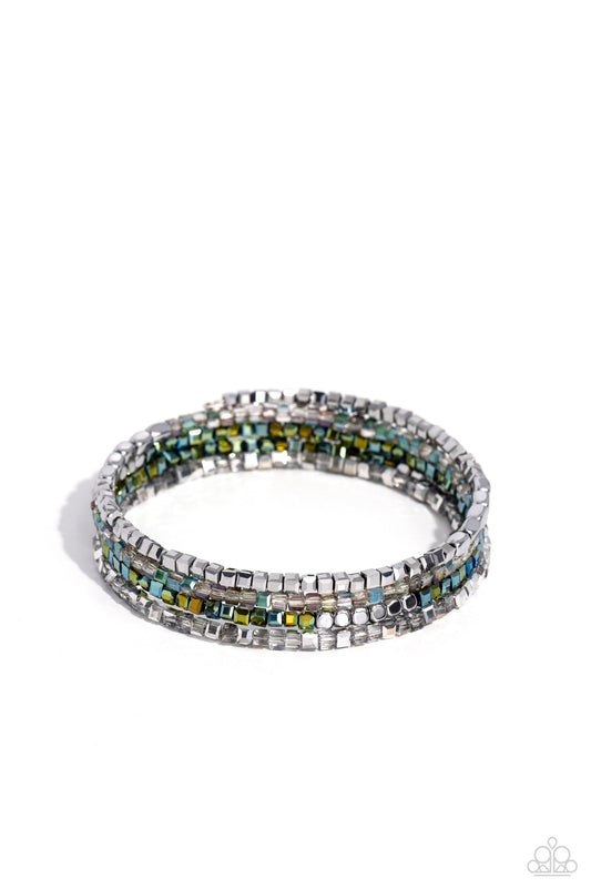 Dainty Dancer - Silver Oil Spill Coil Bracelet - Paparazzi Accessories