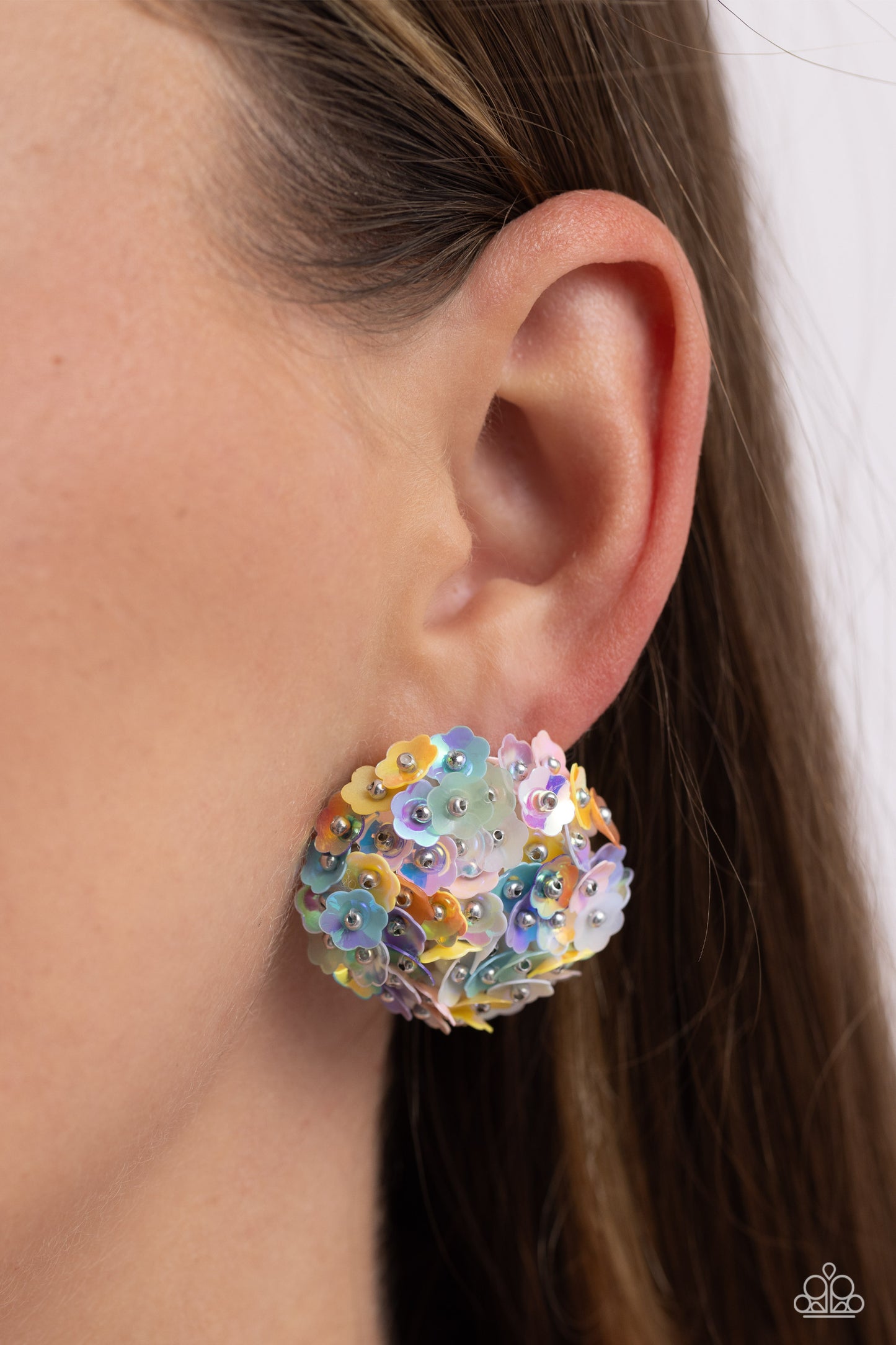 Corsage Character - Multi - Sequin Flower Post Earrings - Paparazzi Accessories
