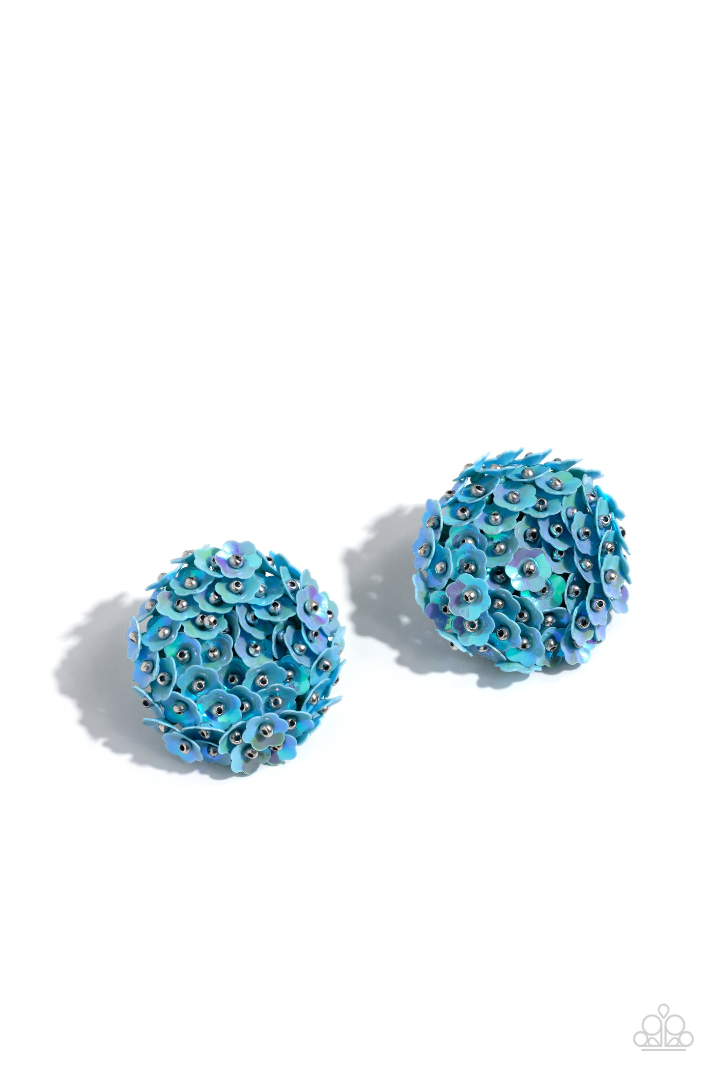 Corsage Character - Blue - Flower Sequin Post Earrings - Paparazzi Accessories