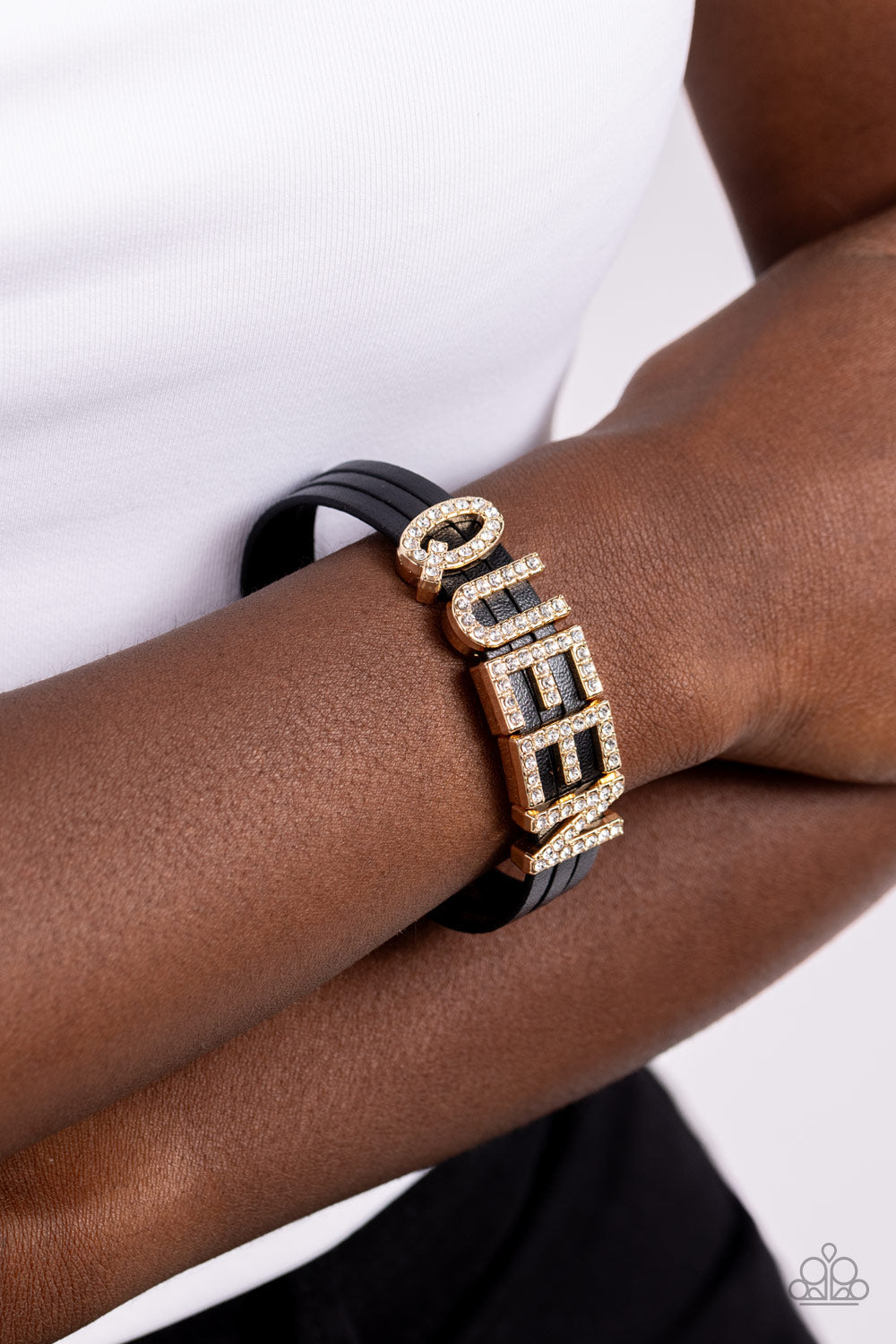 Queen of My Life - Gold Magnetic Bracelet - Paparazzi Accessories