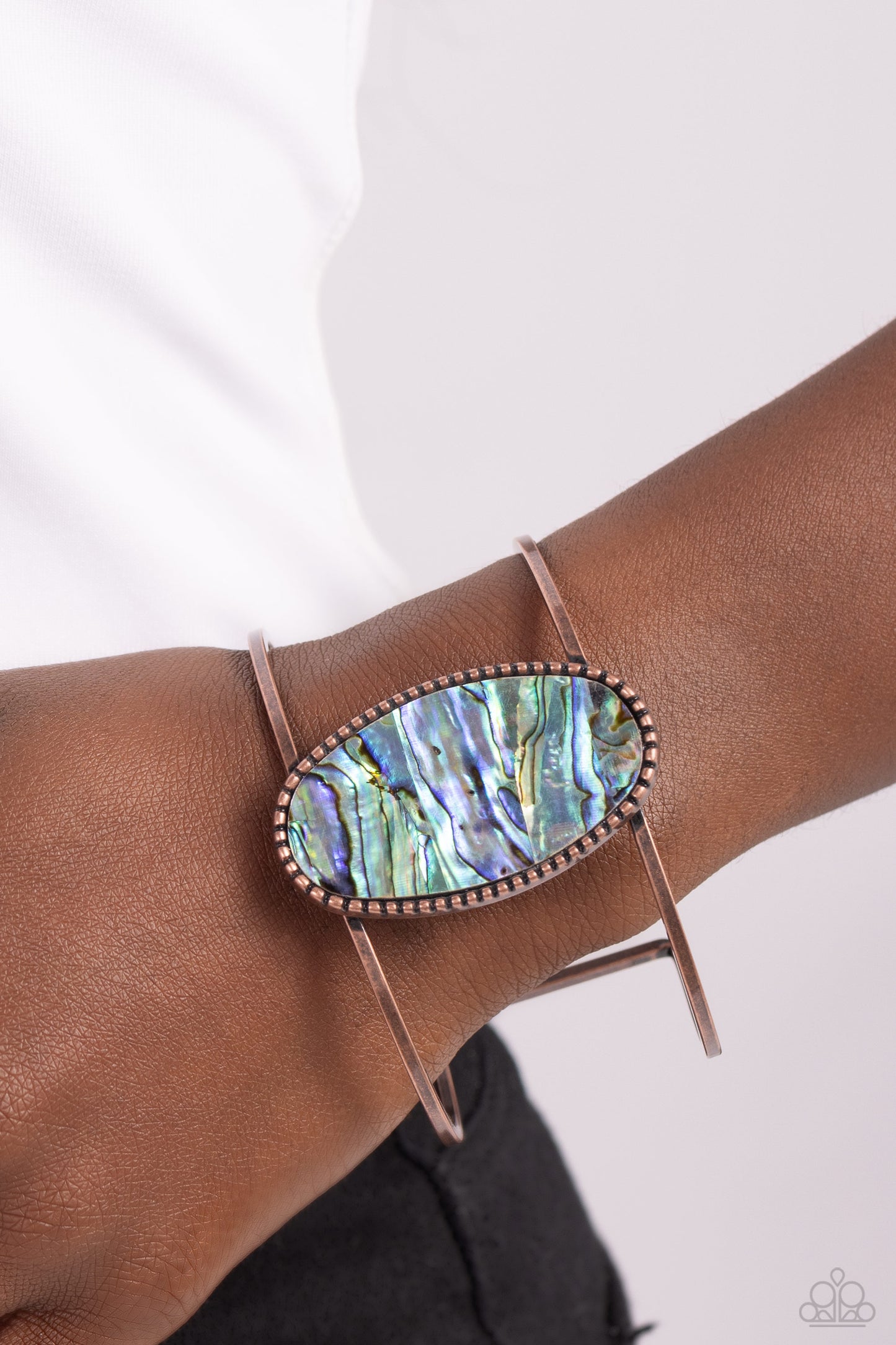 Enigmatic Energy - Copper and Abalone Shell Cuff - Paparazzi Accessories