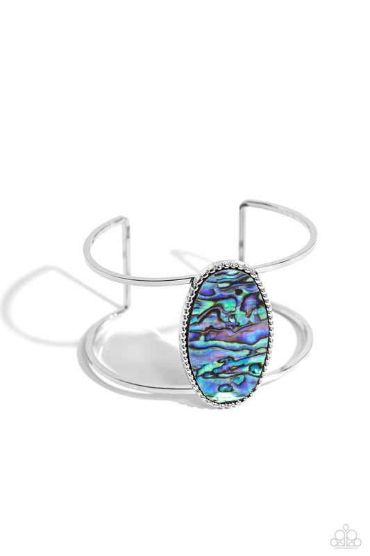 Enigmatic Energy - Blue Shell Cuff Bracelet - Paparazzi Accessories