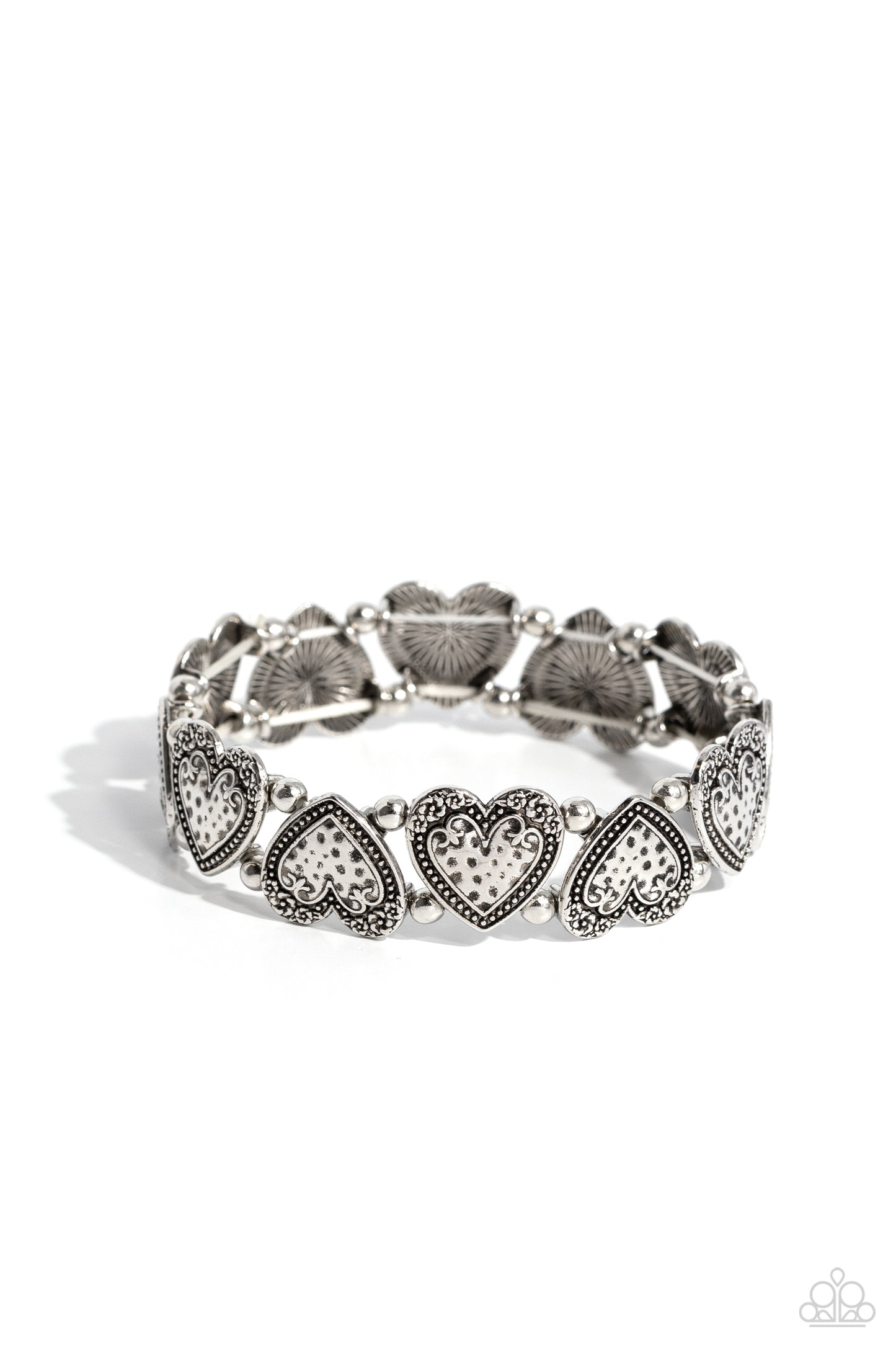 Date Night Deluxe - Silver Stretchy Bracelet - Paparazzi Accessories