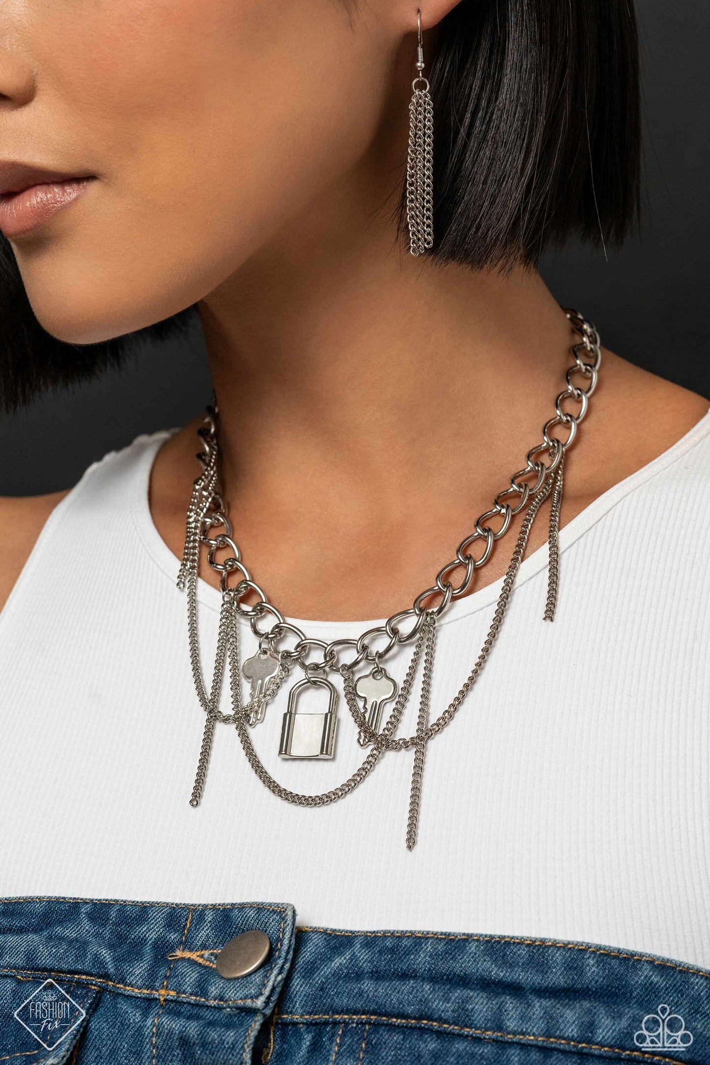 Against the LOCK - Silver Key and Lock Necklace - Paparazzi Accessories