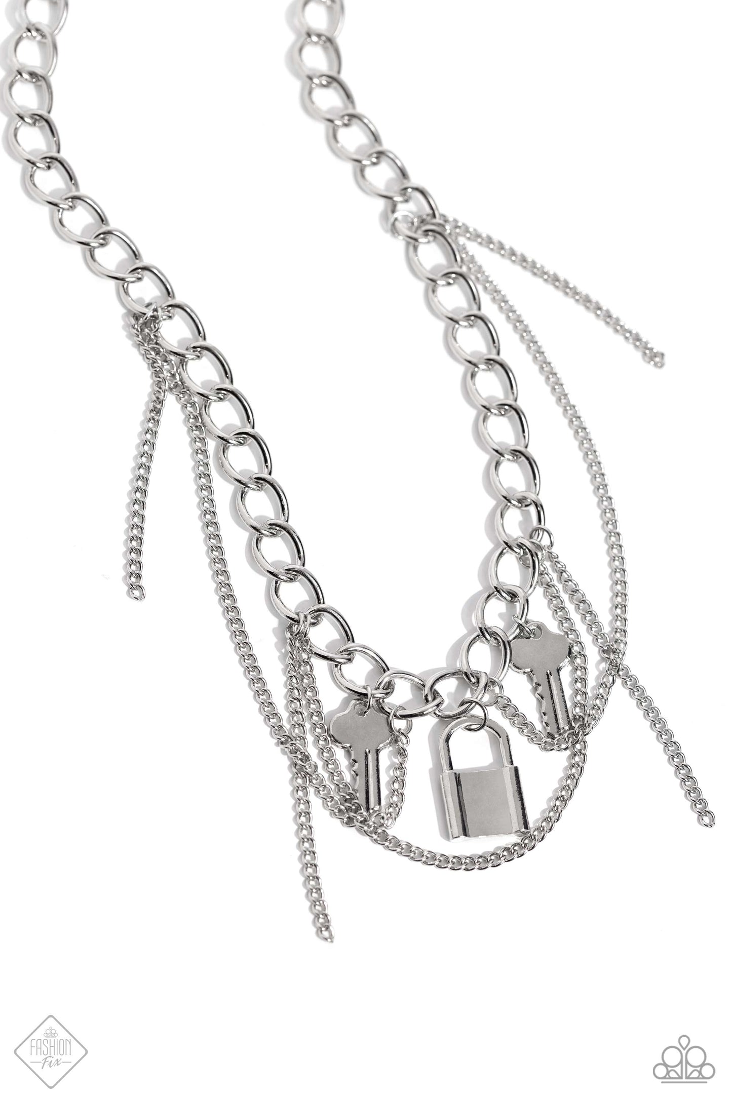 Against the LOCK - Silver Key and Lock Necklace - Paparazzi Accessories