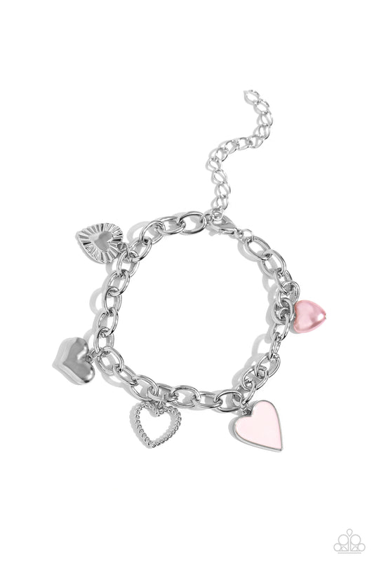 Diverse Dalliance - Pink Charm Bracelet - Paparazzi Accessories
