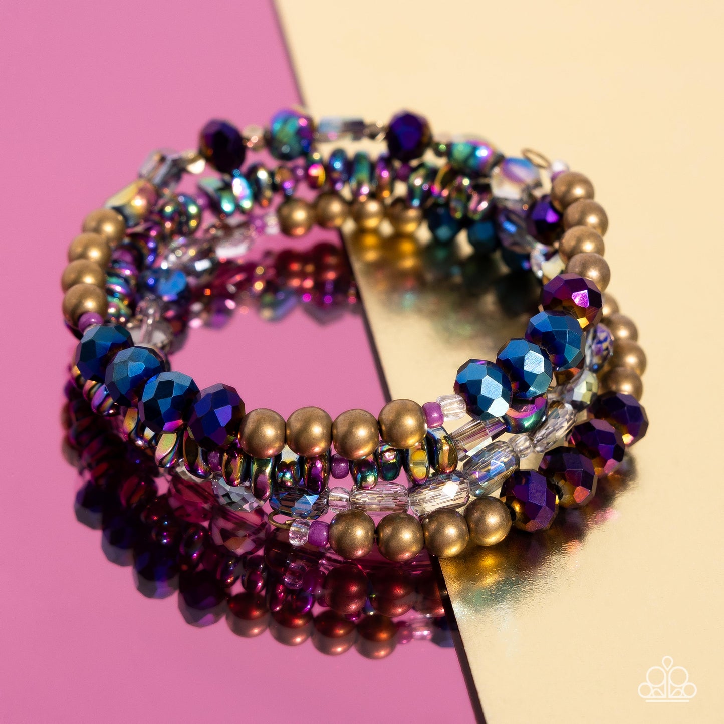 Impressive Infinity - Brass Oil Spill Coil Bracelet - Paparazzi Accessories