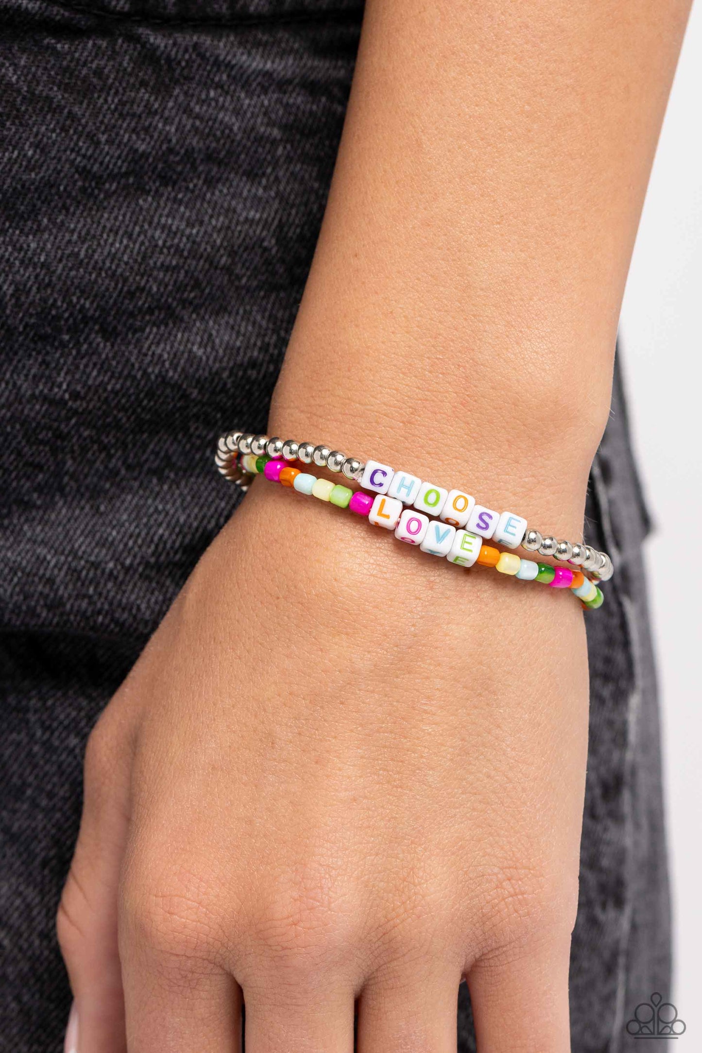 Chasing Love - Multi - Seed Bead "CHOOSE LOVE" Stretchy Bracelets - Paparazzi Accessories