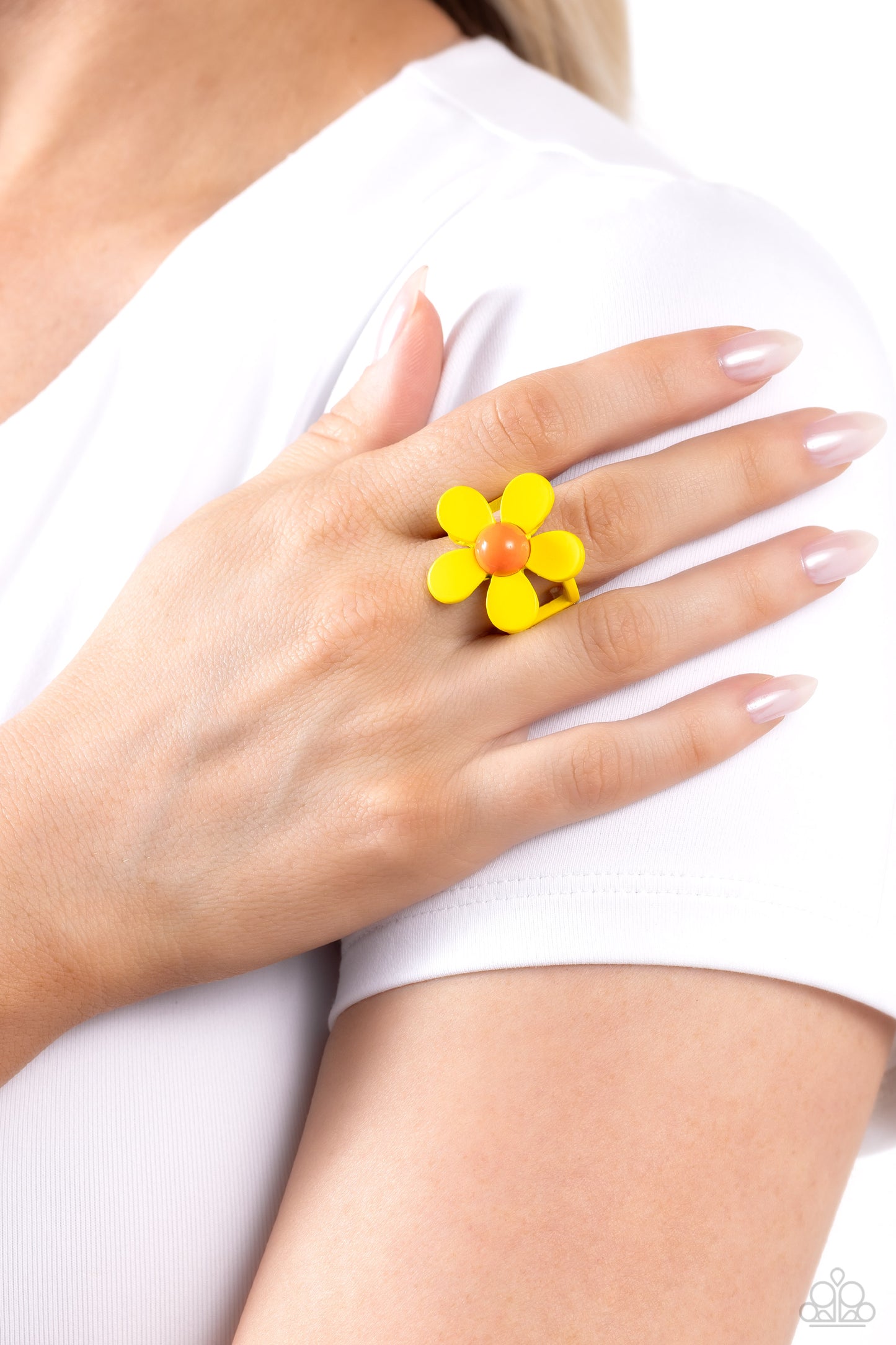 Groovy Genre - Yellow Flower Ring - Paparazzi Accessories