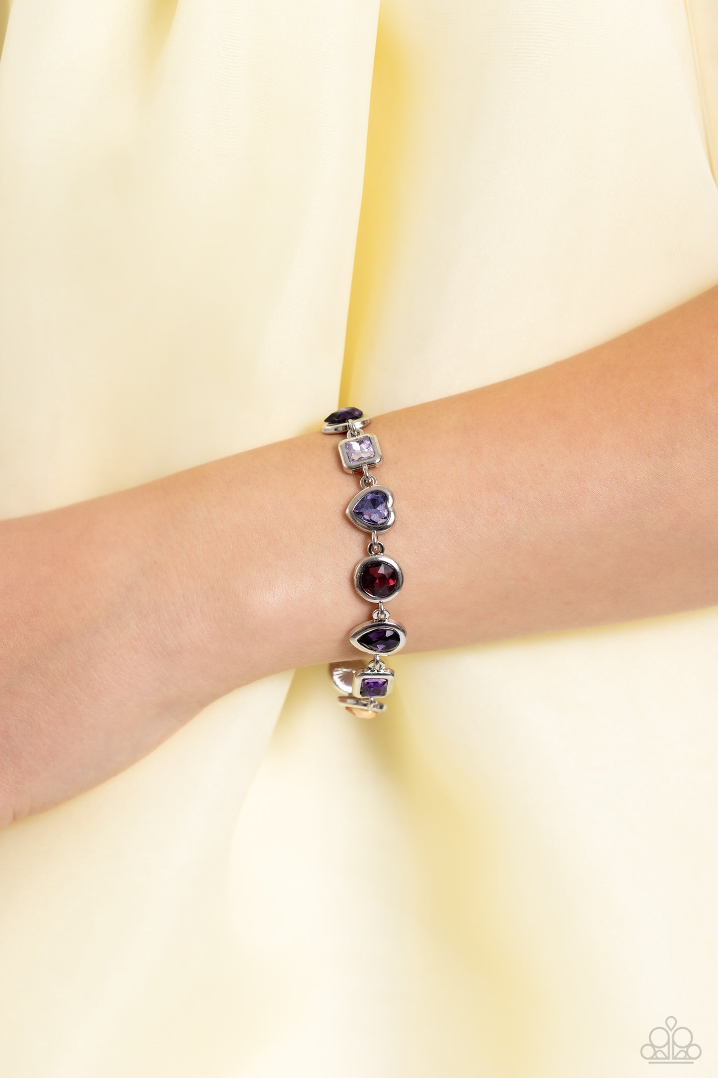 Actively Abstract - Purple Rhinestone Clasp Bracelet - Paparazzi Accessories
