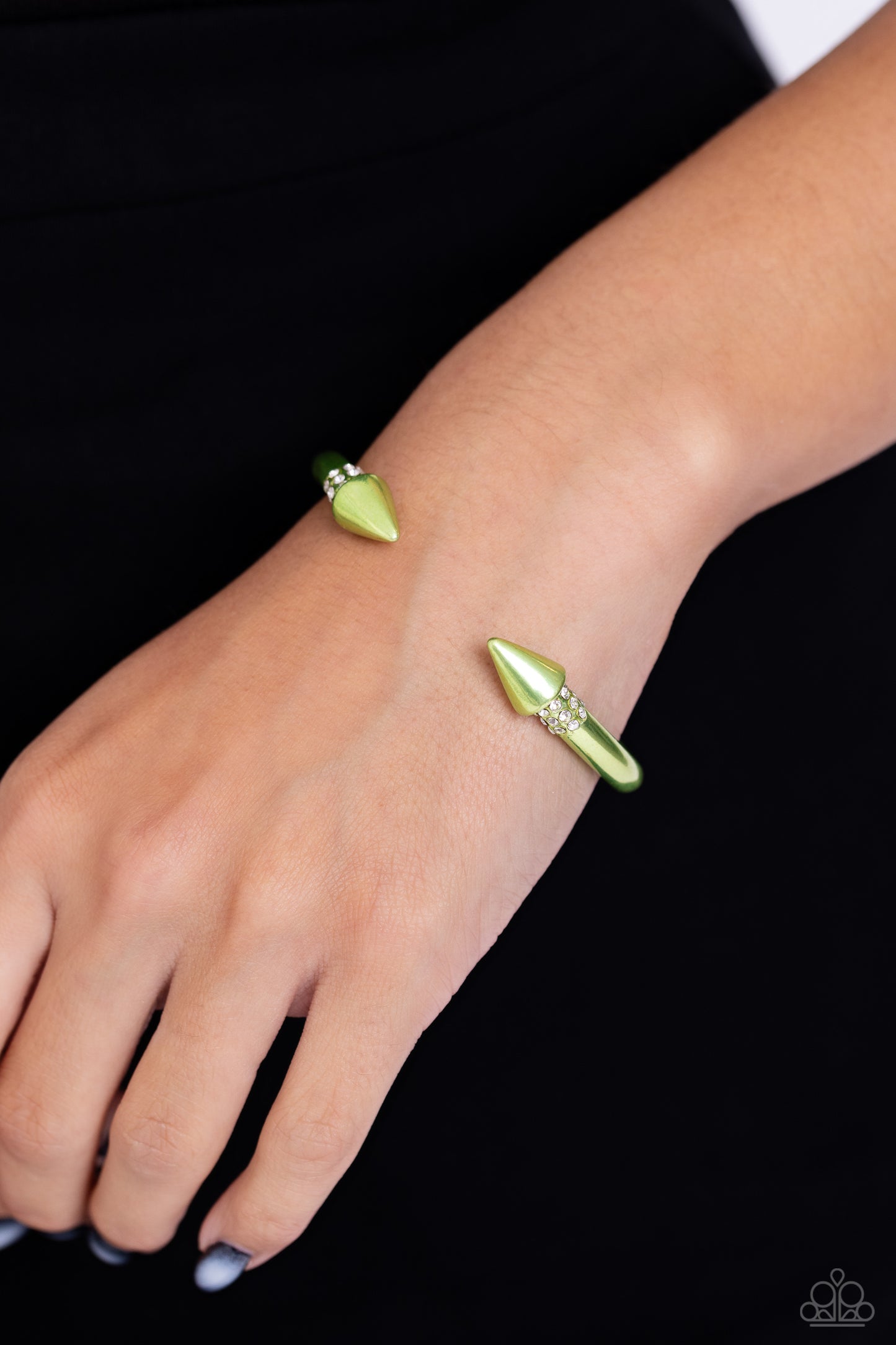 Punky Plot Twist - Green Dipped Metal Cuff Bracelet - Paparazzi Accessories