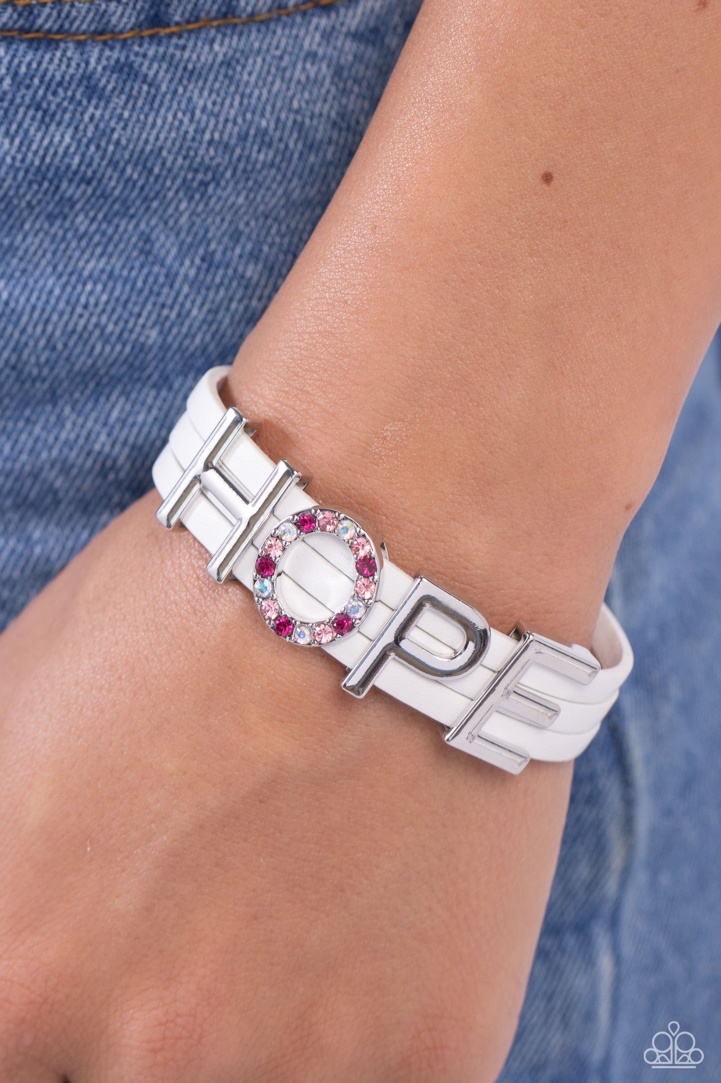 Hopeful Haute - White Magnetic Bracelet - Paparazzi Accessories