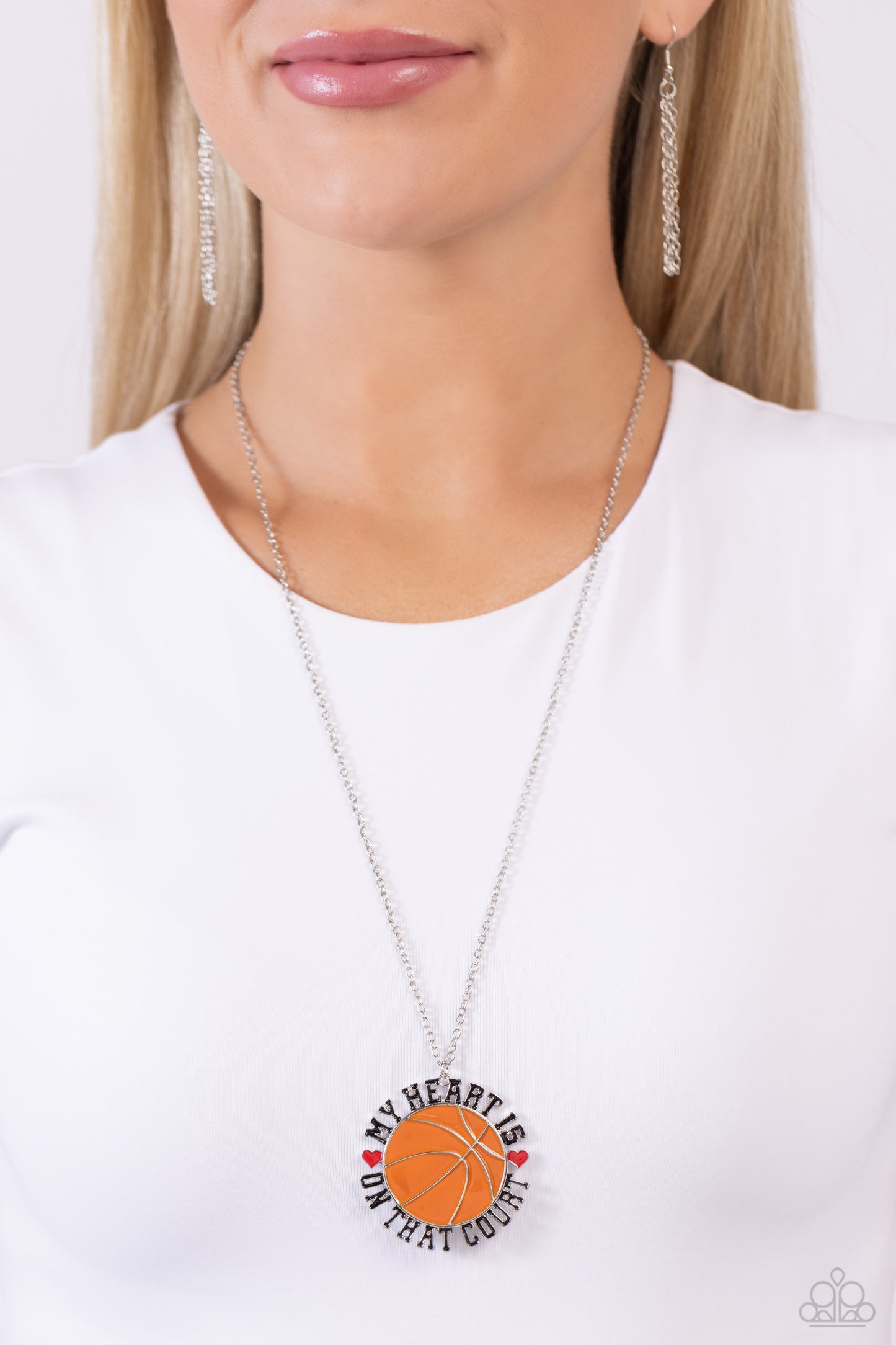 Courting Courtside - Orange Basketball Pendant Necklace - Paparazzi Accessories