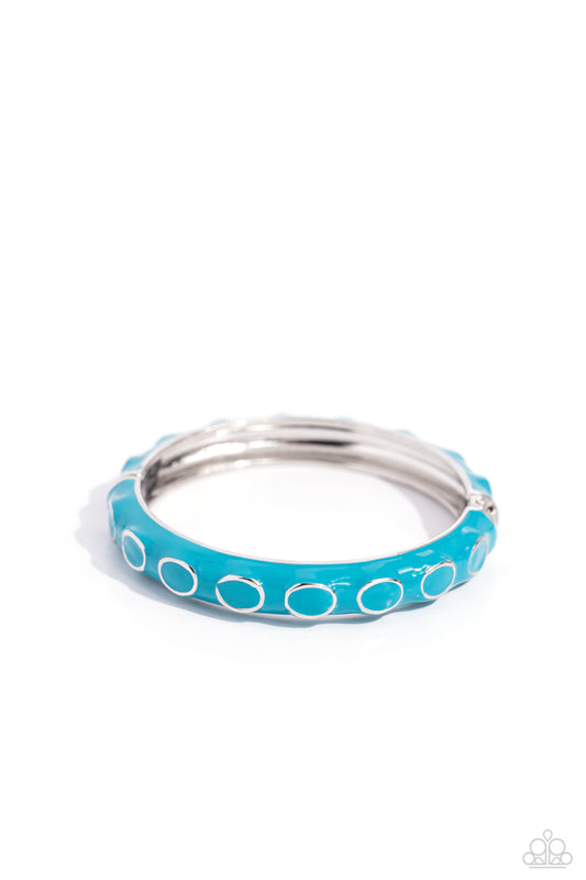 Delightful Diversion - Blue Enamel Silver Hinge Bracelet - Paparazzi Accessories
