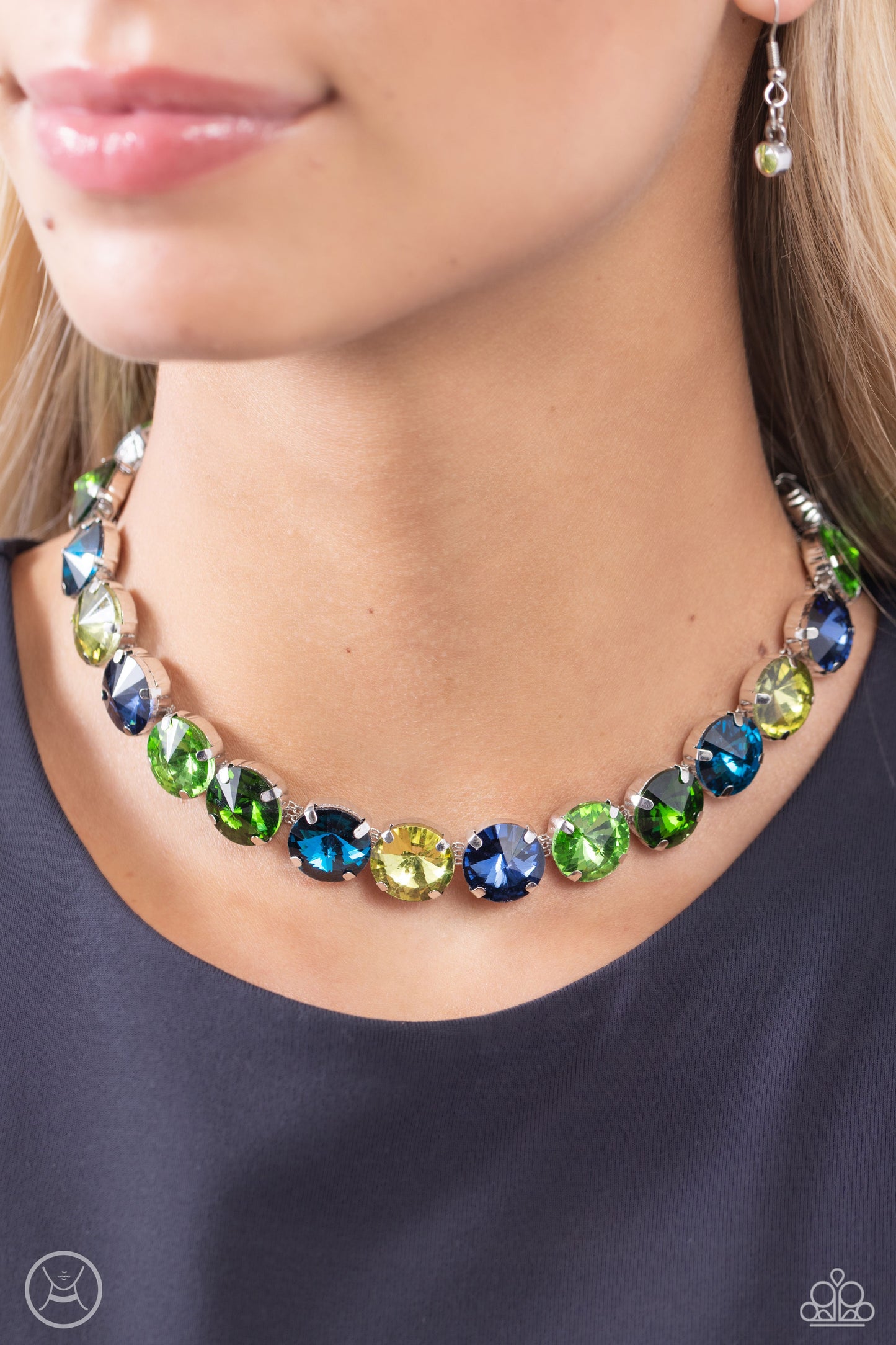 Alluring A-Lister - Green Stiletto Rhinestone Choker Necklace - Paparazzi Accessories