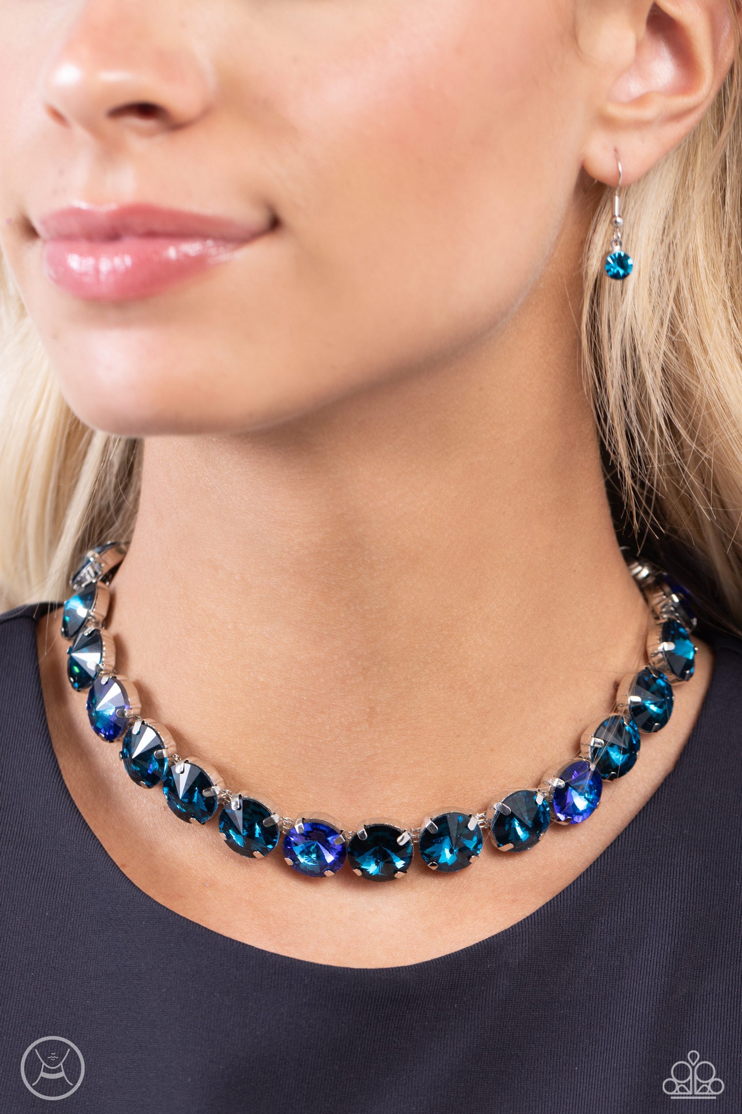 Alluring A-Lister - Blue Rhinestone Choker Necklace - Paparazzi Accessories