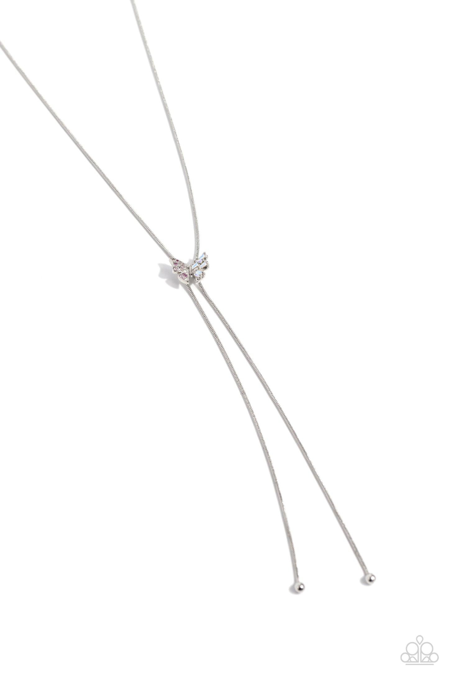 Adjustable Alliance - Pink Rhinestone Butterfly Necklace - Paparazzi Accessories
