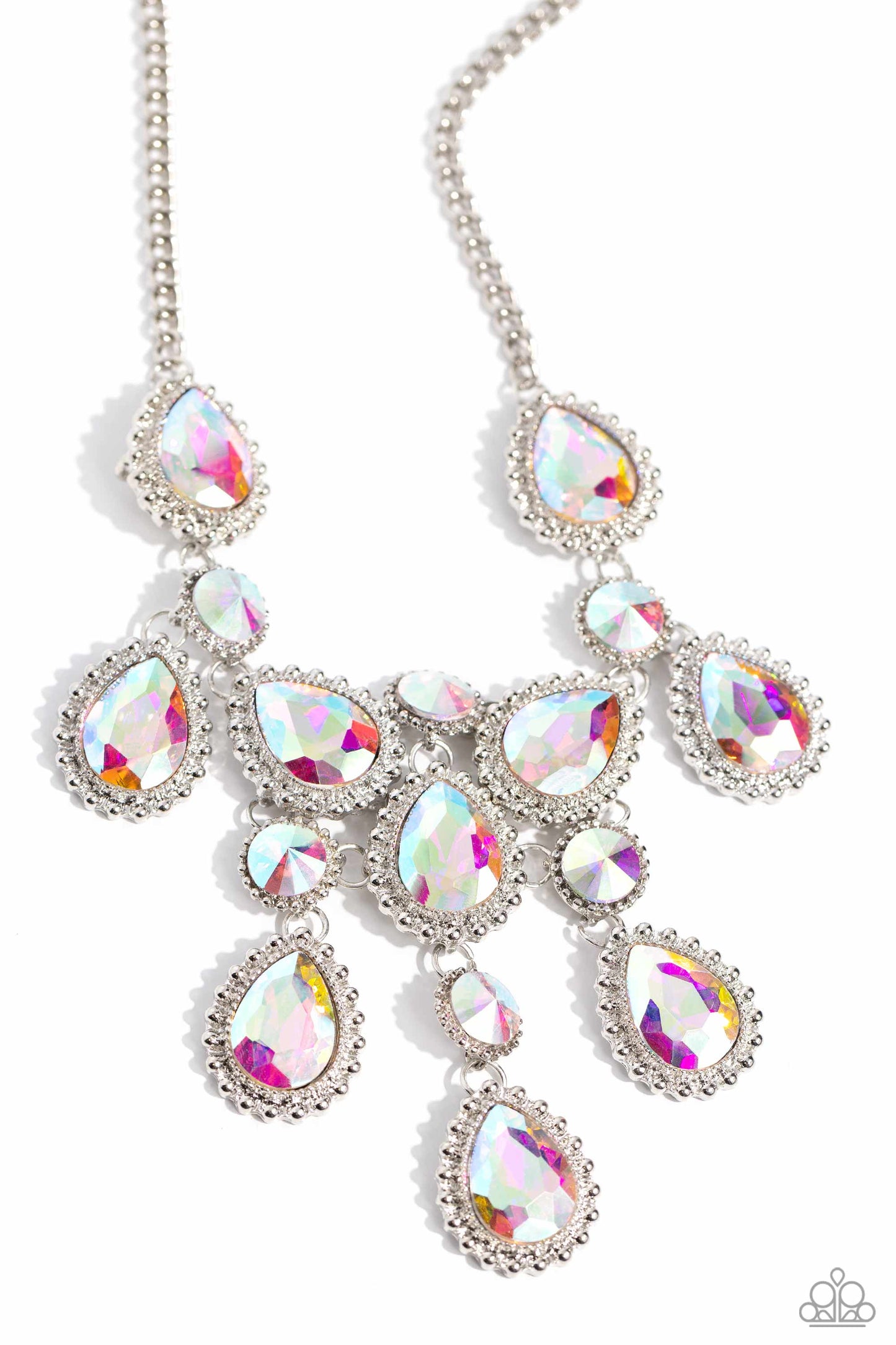 Dripping in Dazzle - Multi - Iridescent Teardrop Rhinestone Necklace - Life of the Party Exclusive - Paparazzi Accessories