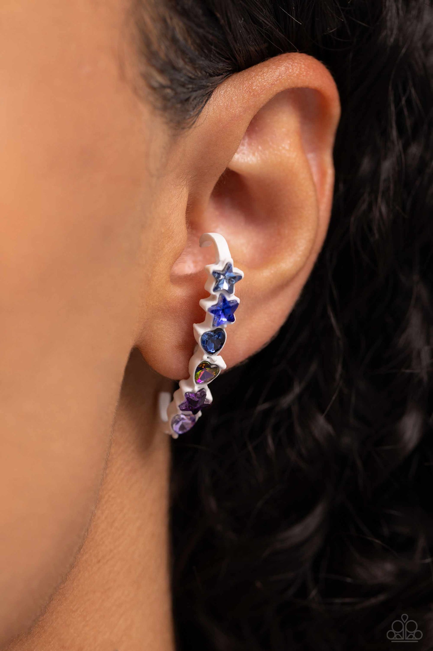 In Good Shape - Blue Rhinestone Illusion Post Earrings - Paparazzi Accessories