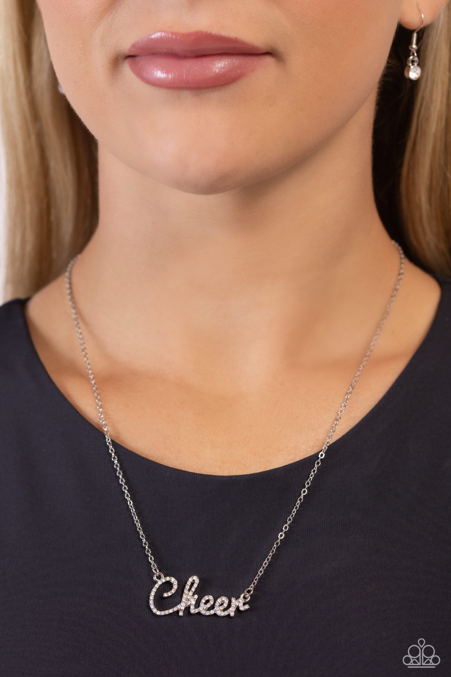 Cheer Squad - White Rhinestone Necklace - Paparazzi Accessories