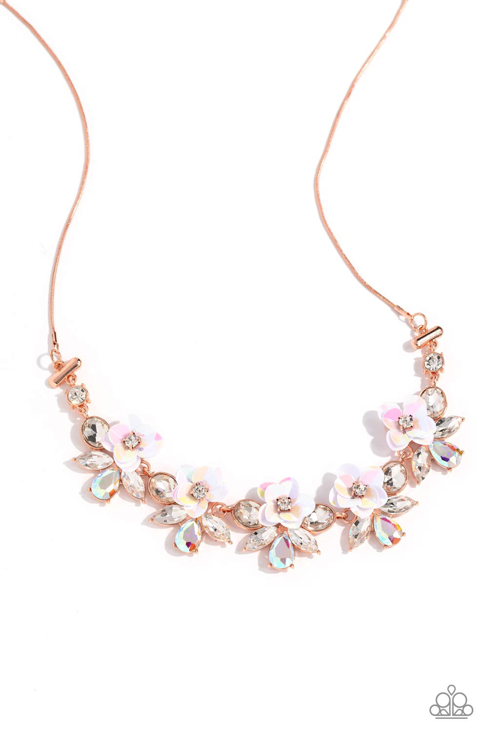 Ethereally Enamored - Copper - Sequin Flower Necklace - Paparazzi Accessories