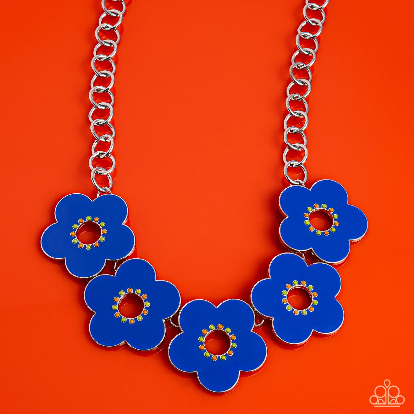 Cartoon Couture - Blue Enamel Flower Necklace - Paparazzi Accessories