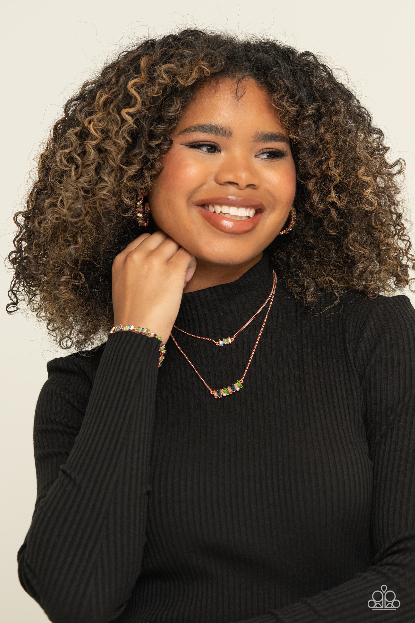 Easygoing Emeralds - Copper - Blue and Green Gemstone Necklace - Paparazzi Accessories